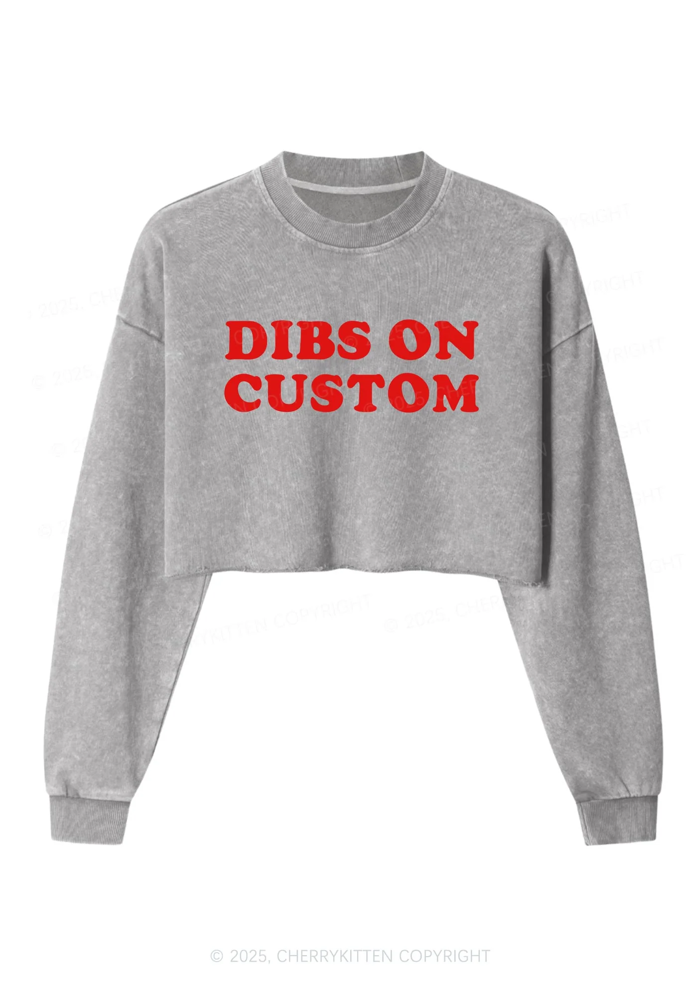 Dibs On Custom Y2K Crop Washed Sweatshirts Cherrykitten - Image 5