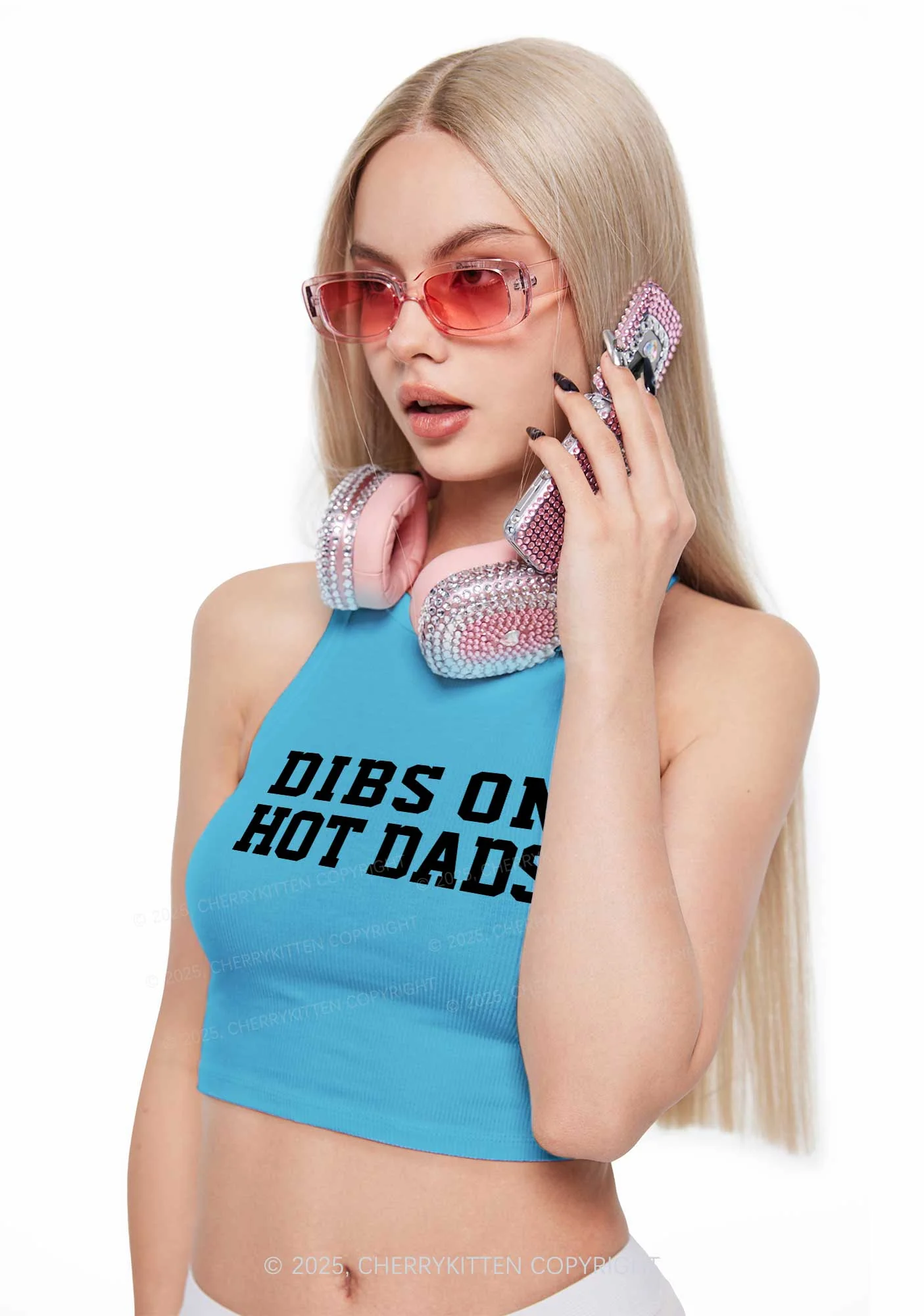 Dibs On Hot Dads Y2K Crop Tank Top Cherrykitten - Image 2