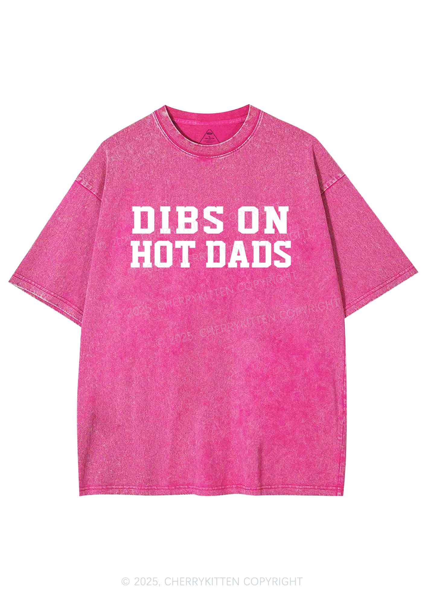 Dibs On Hot Dads Y2K Shirts Washed Tee Cherrykitten - Image 3
