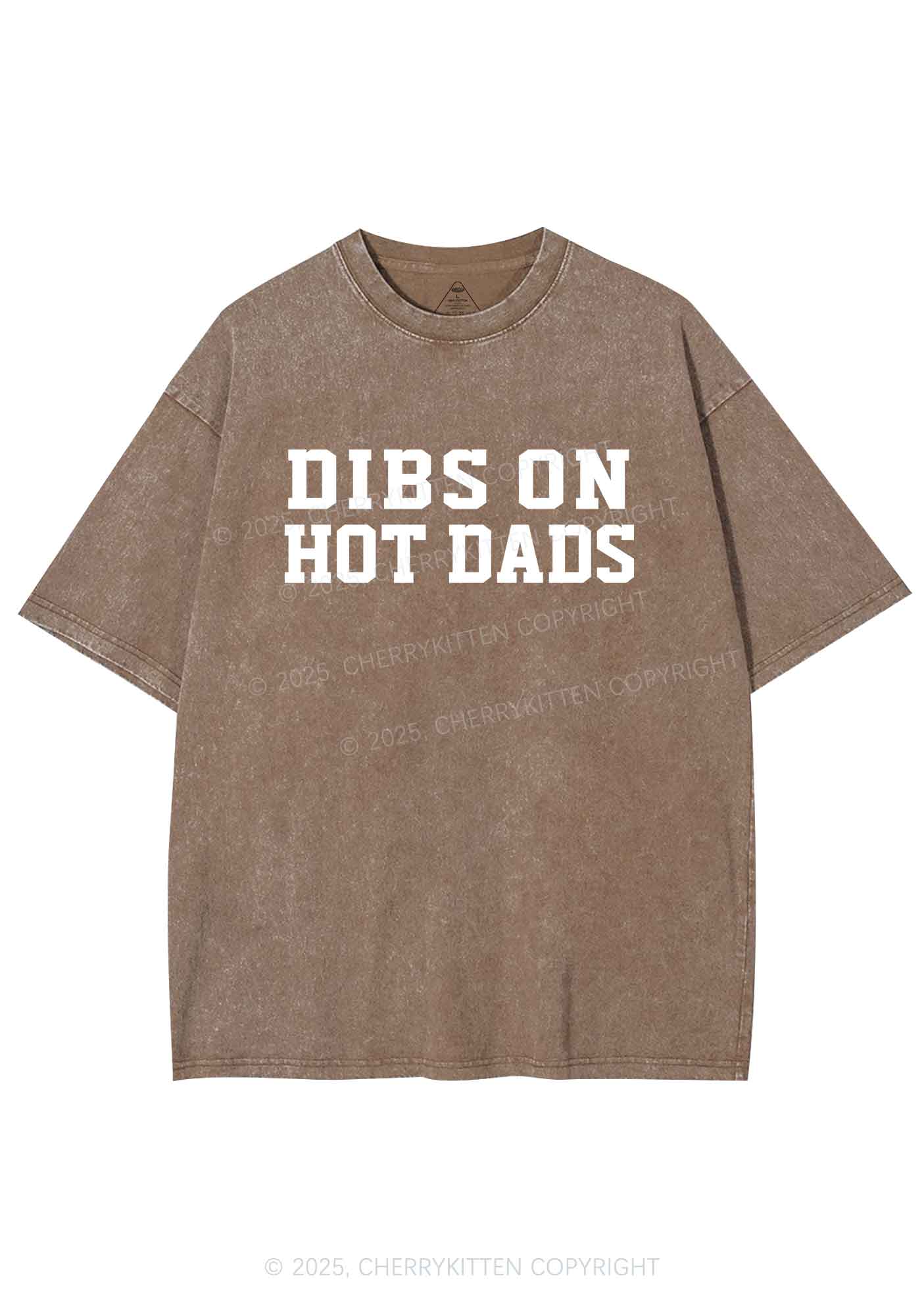 Dibs On Hot Dads Y2K Shirts Washed Tee Cherrykitten - Image 7