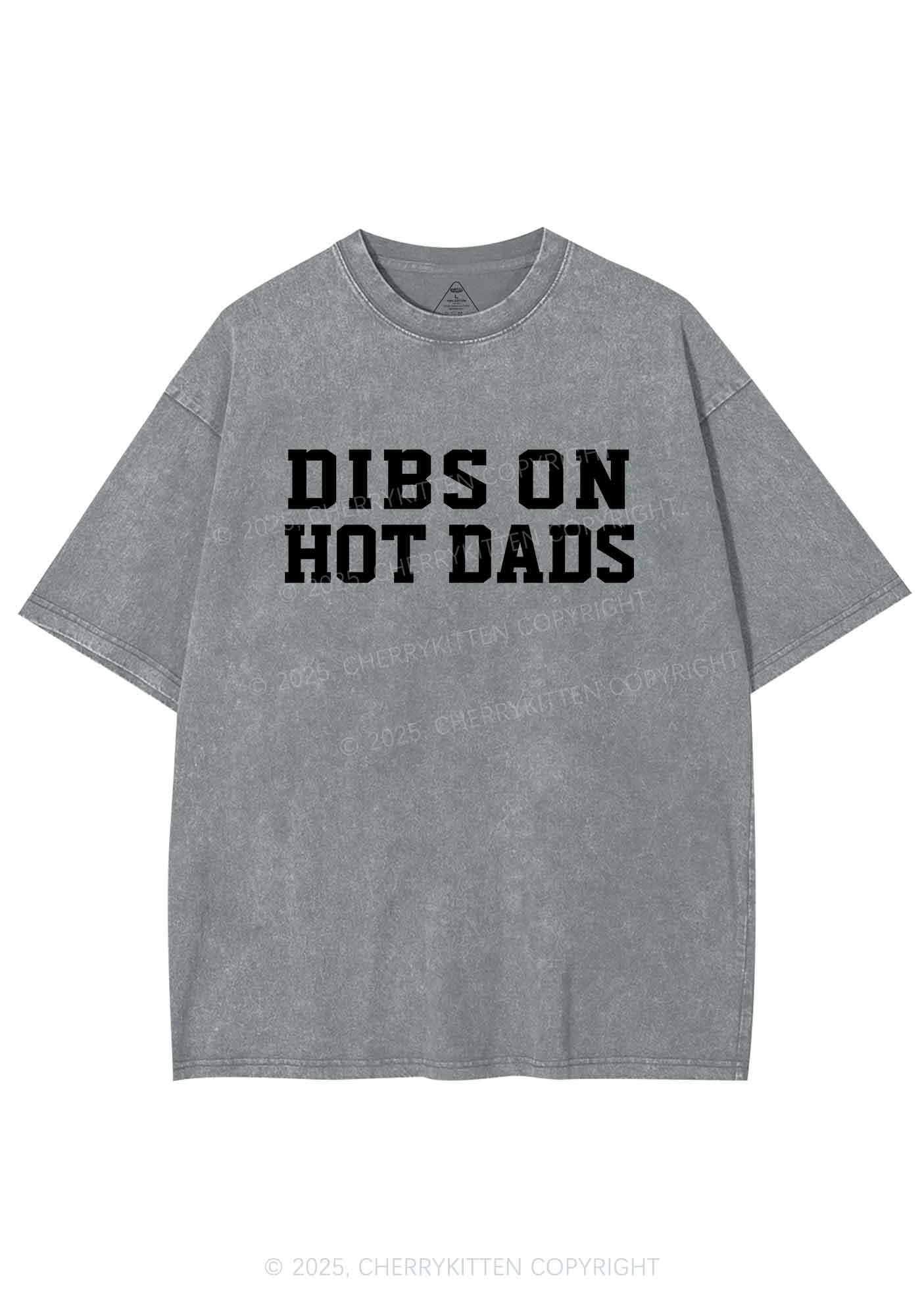 Dibs On Hot Dads Y2K Shirts Washed Tee Cherrykitten - Image 8