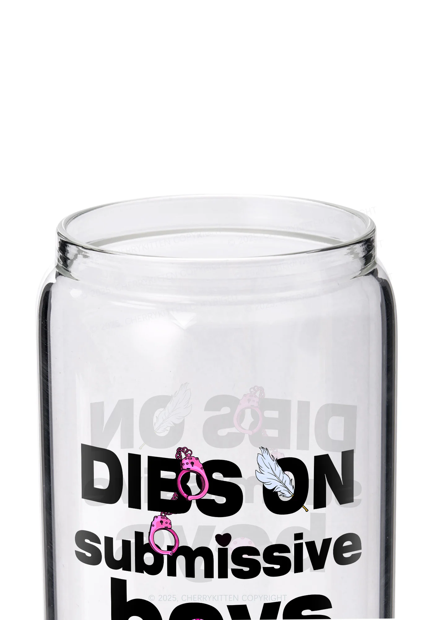 Dibs On S Boys Y2K Printed Glass Cup Cherrykitten - Image 2