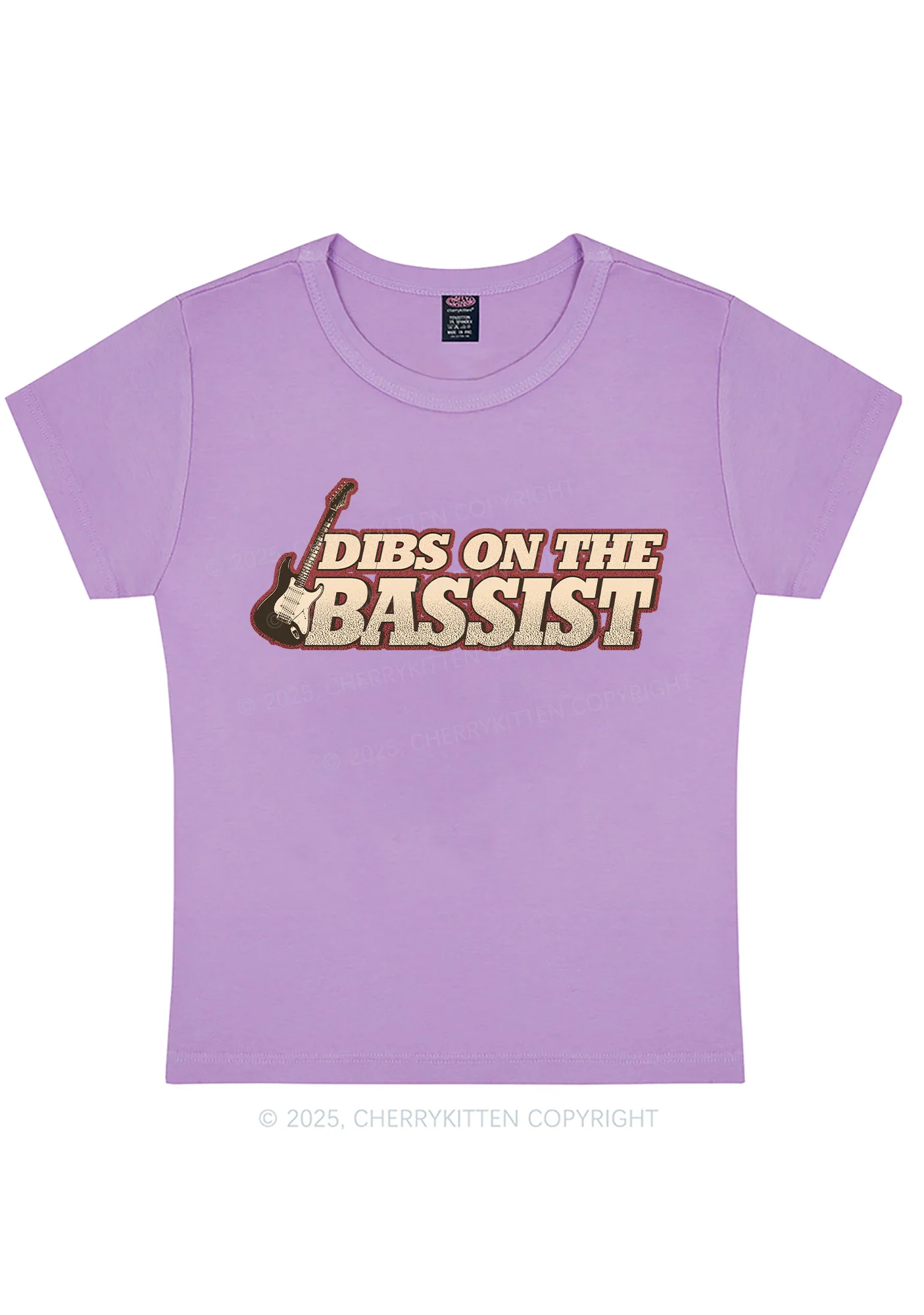 Dibs On The Bassist Y2K Baby Tee Cherrykitten - Image 3