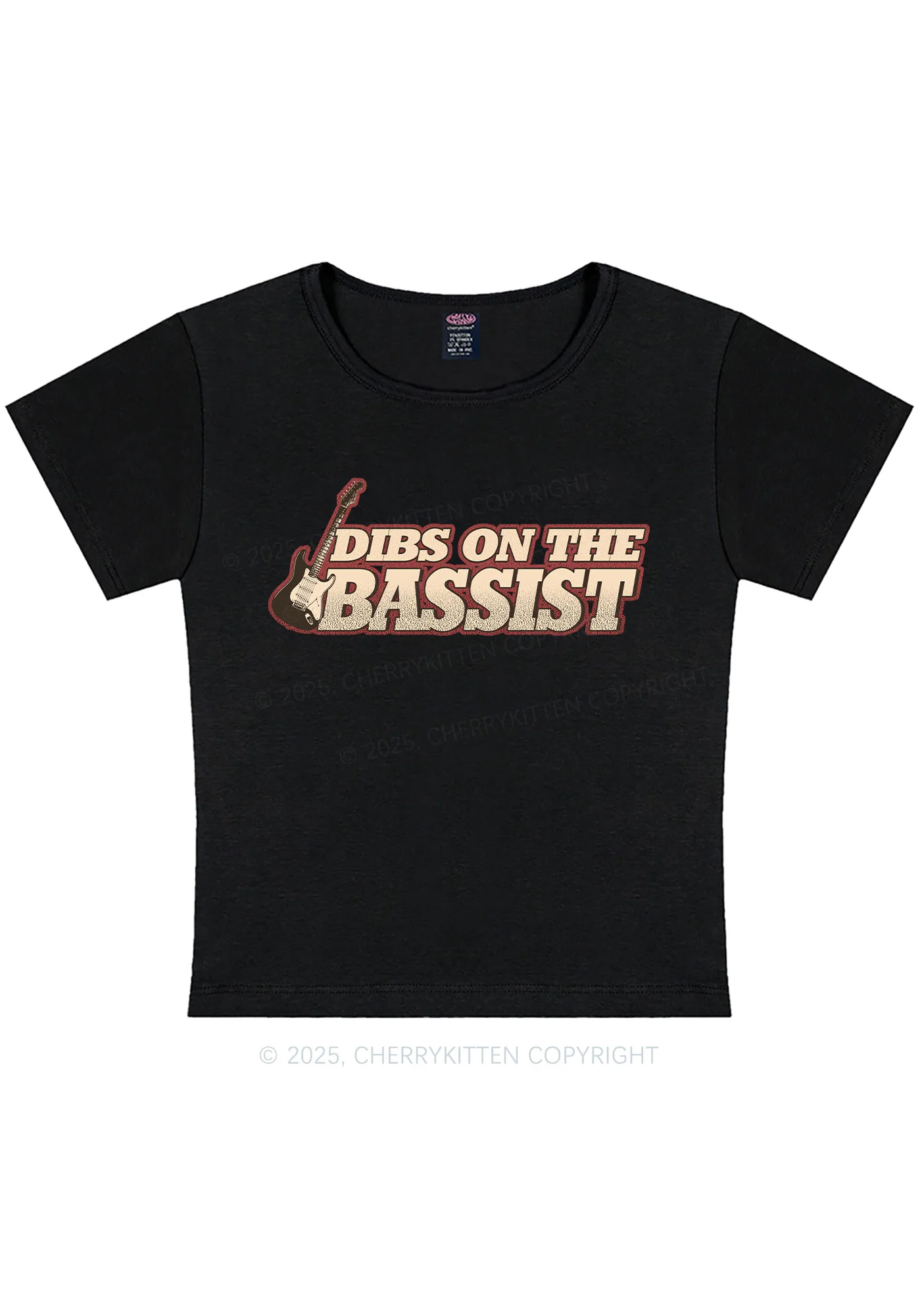 Dibs On The Bassist Y2K Baby Tee Cherrykitten - Image 5