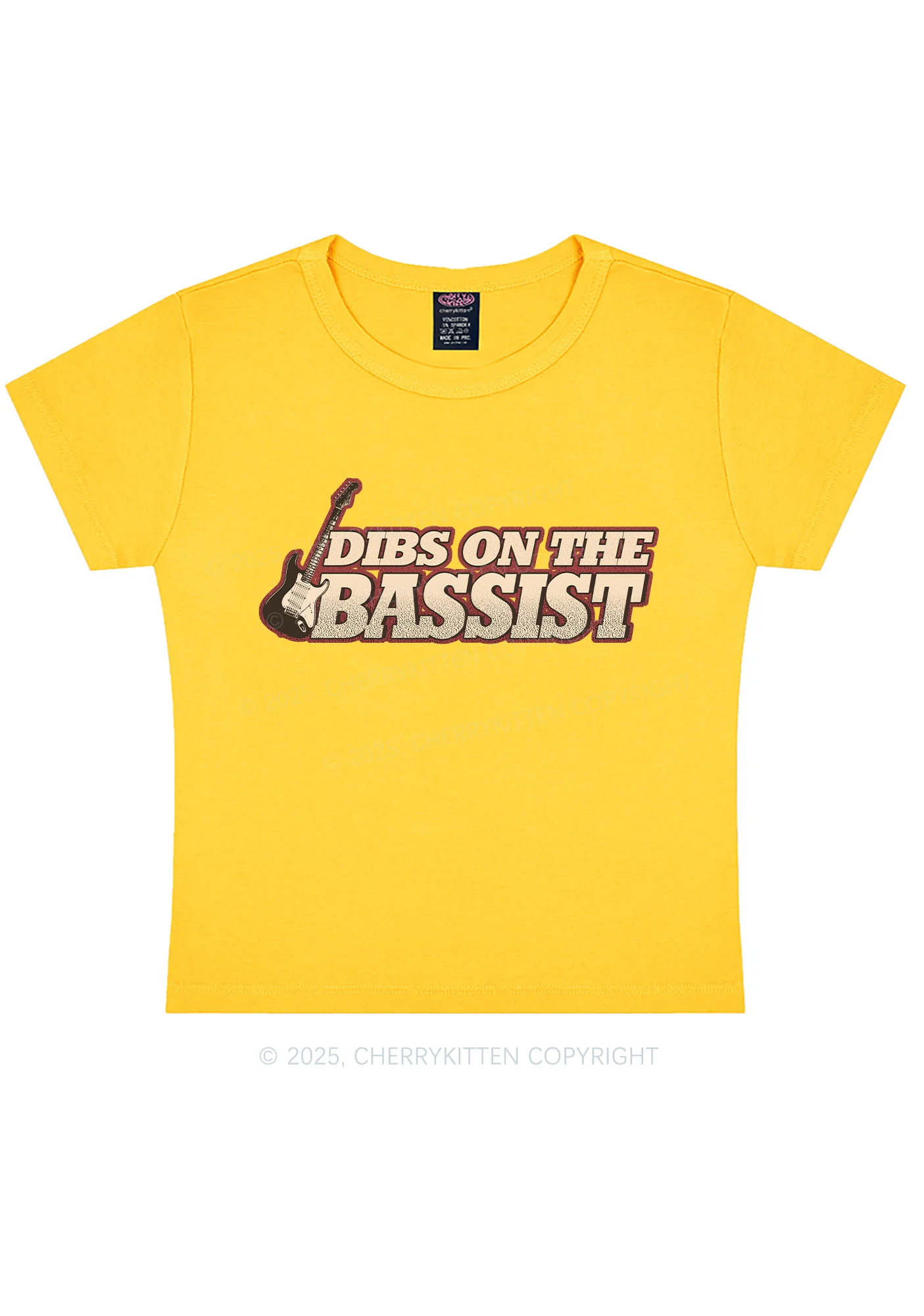 Dibs On The Bassist Y2K Baby Tee Cherrykitten - Image 6