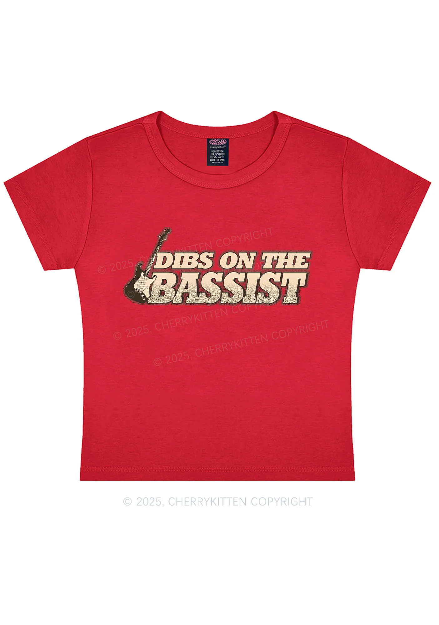 Dibs On The Bassist Y2K Baby Tee Cherrykitten - Image 7