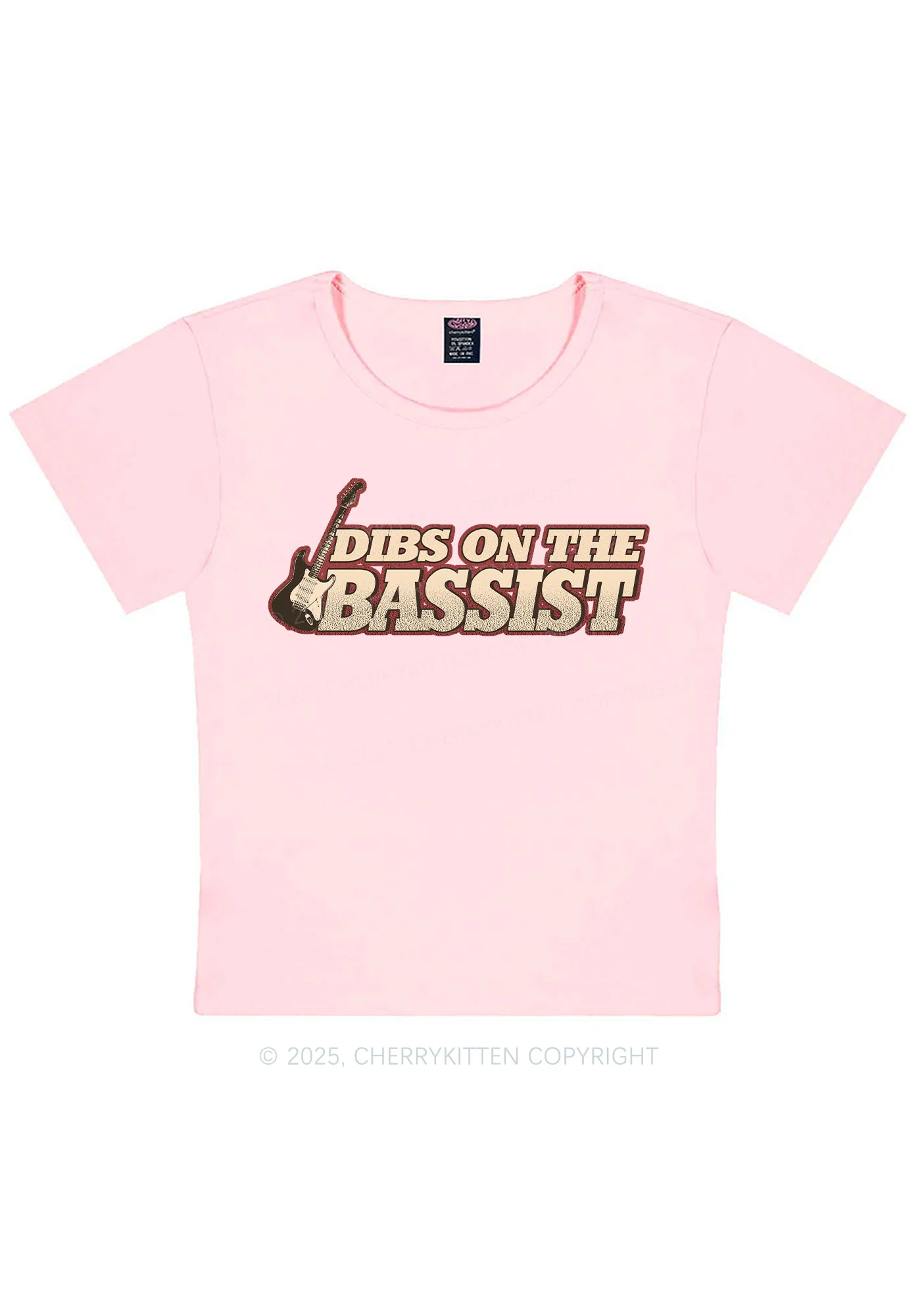 Dibs On The Bassist Y2K Baby Tee Cherrykitten - Image 9