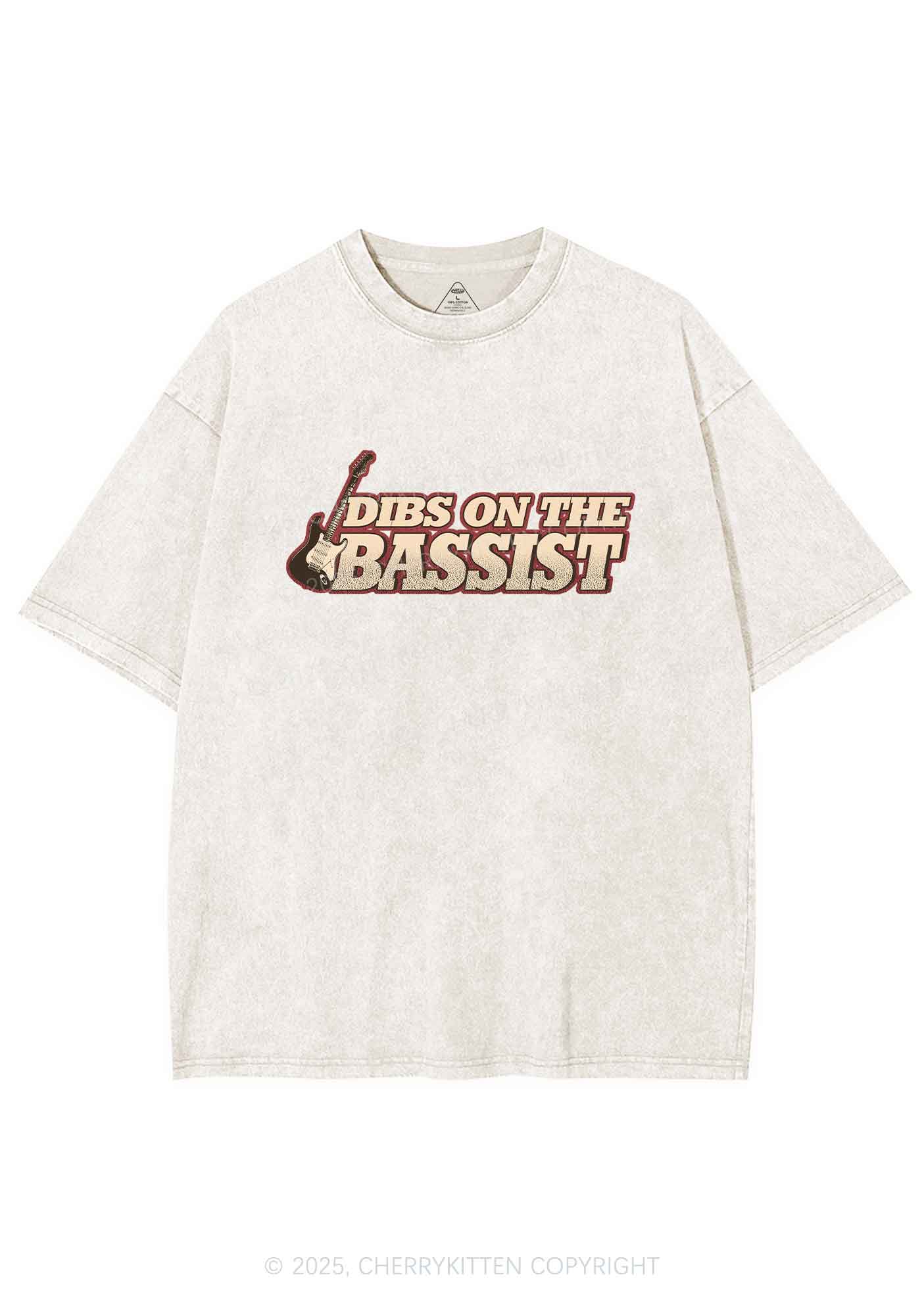 Dibs On The Bassist Y2K Shirts Washed Tee Cherrykitten - Image 3