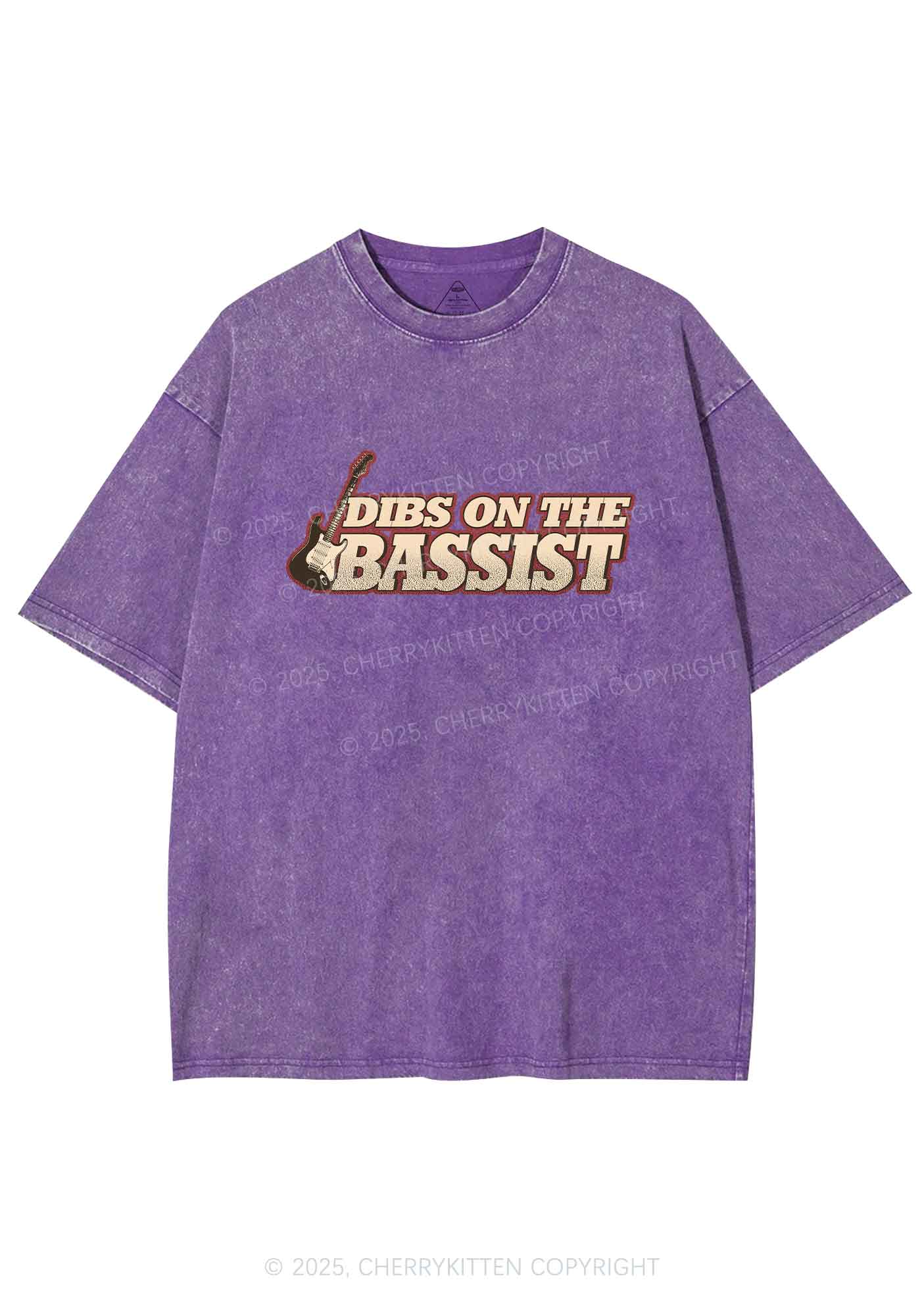 Dibs On The Bassist Y2K Shirts Washed Tee Cherrykitten - Image 5