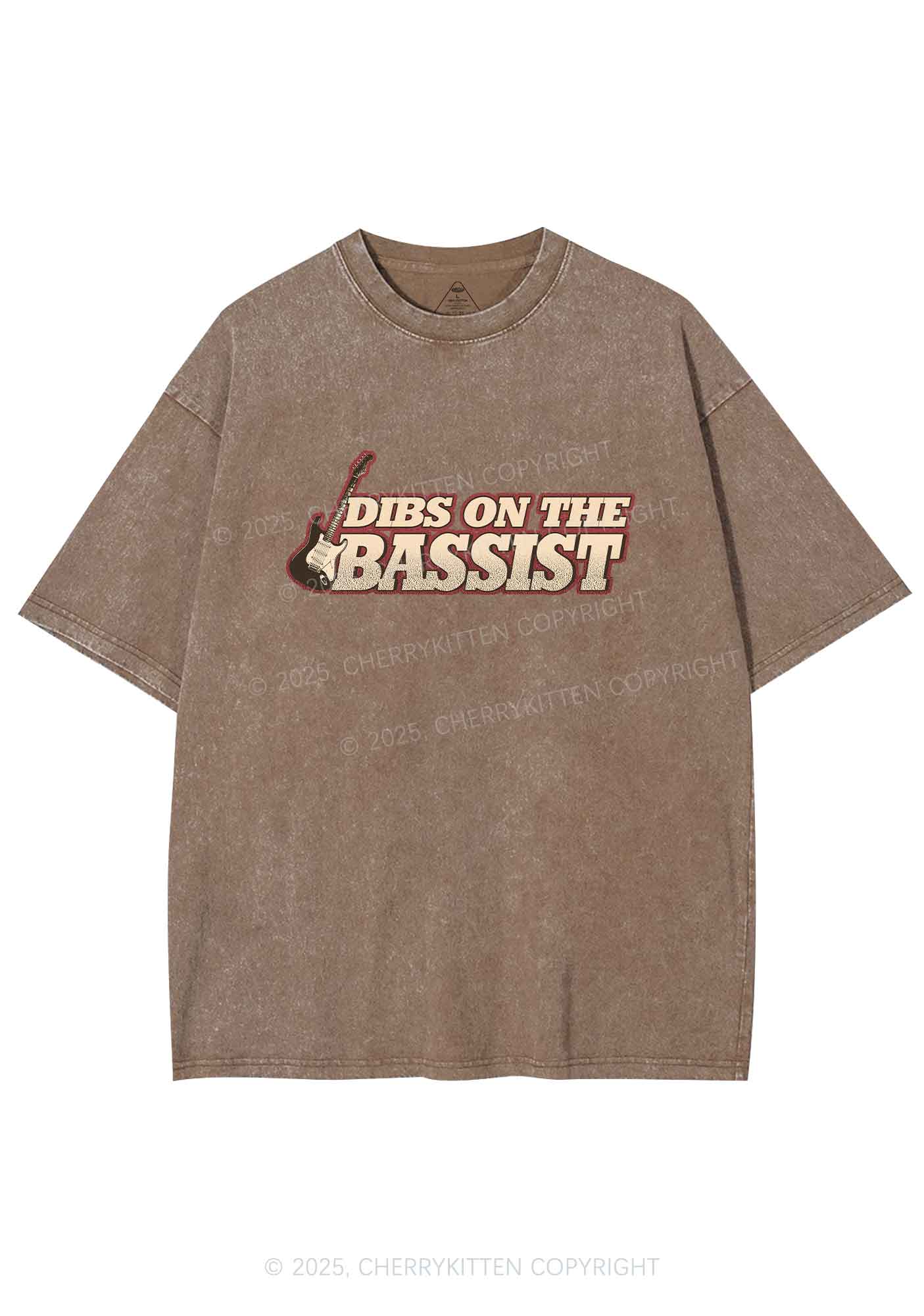 Dibs On The Bassist Y2K Shirts Washed Tee Cherrykitten - Image 6