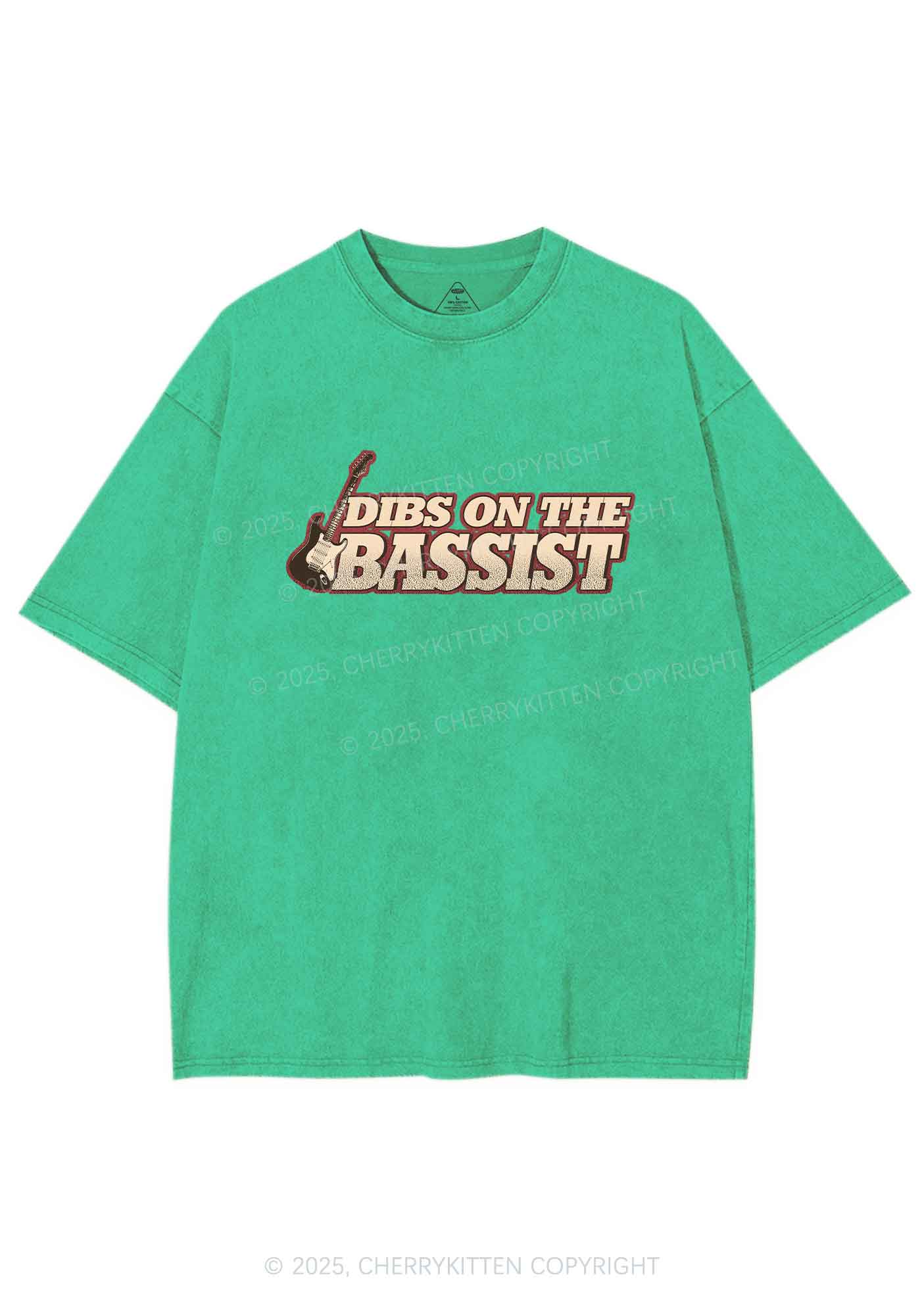 Dibs On The Bassist Y2K Shirts Washed Tee Cherrykitten - Image 7