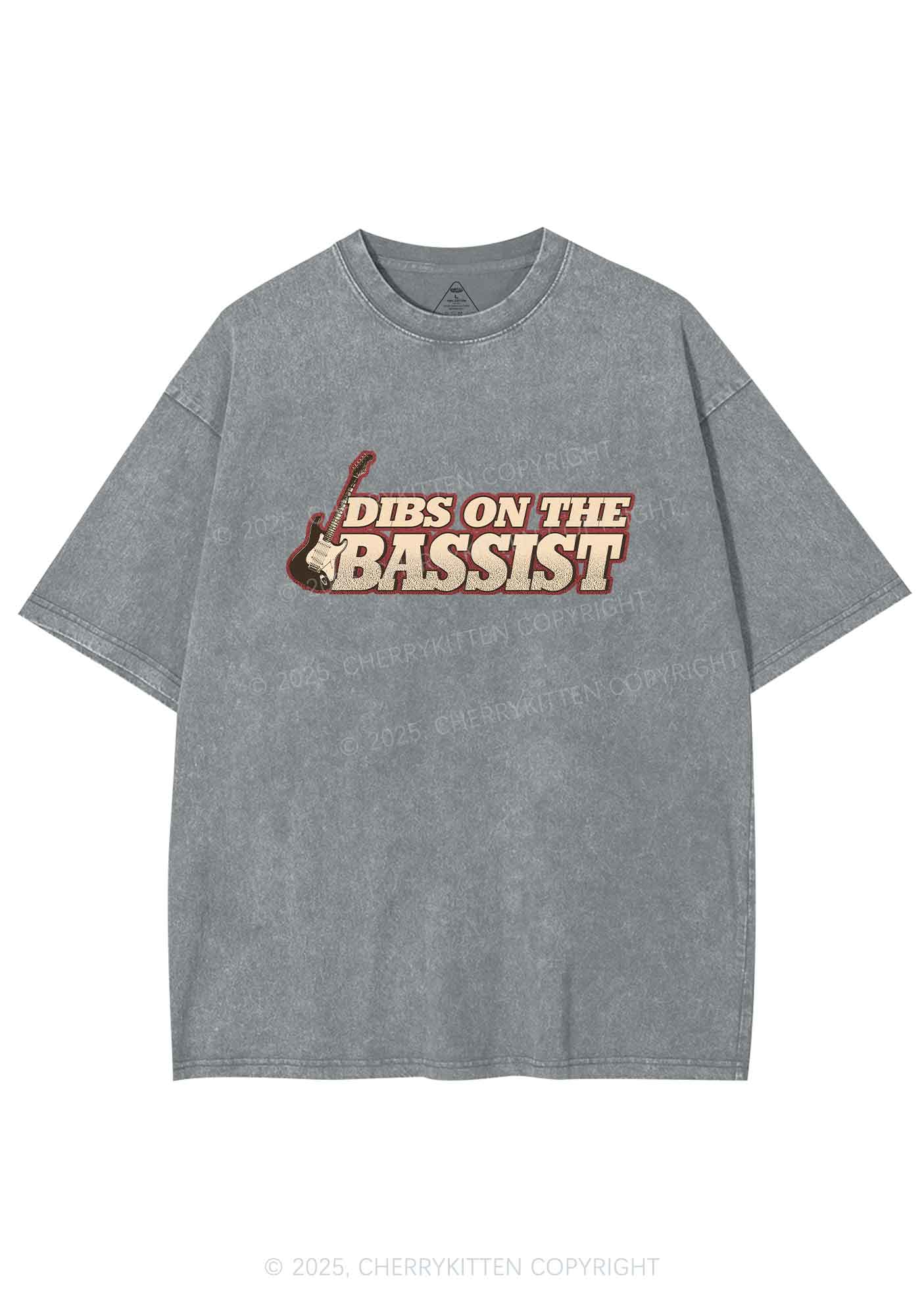 Dibs On The Bassist Y2K Shirts Washed Tee Cherrykitten - Image 8