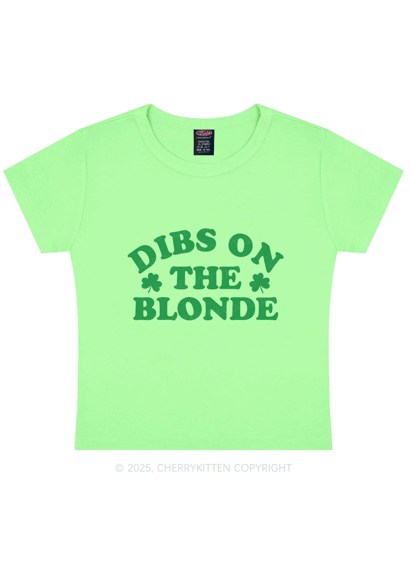 Dibs On The Blonde St Patricks Y2K Baby Tee Cherrykitten - Image 10