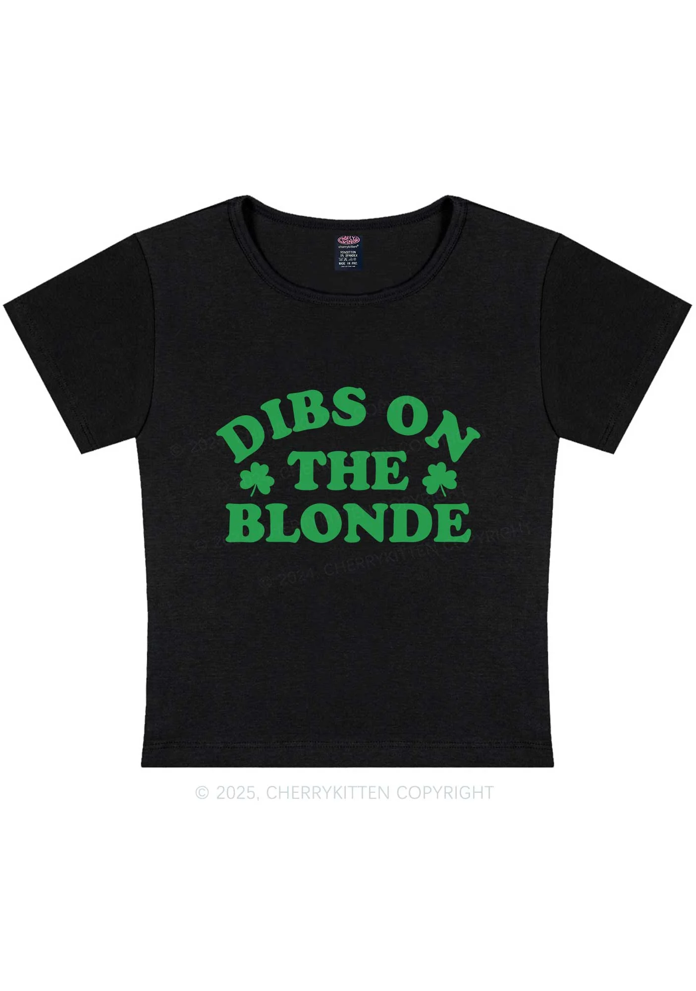 Dibs On The Blonde St Patricks Y2K Baby Tee Cherrykitten - Image 3