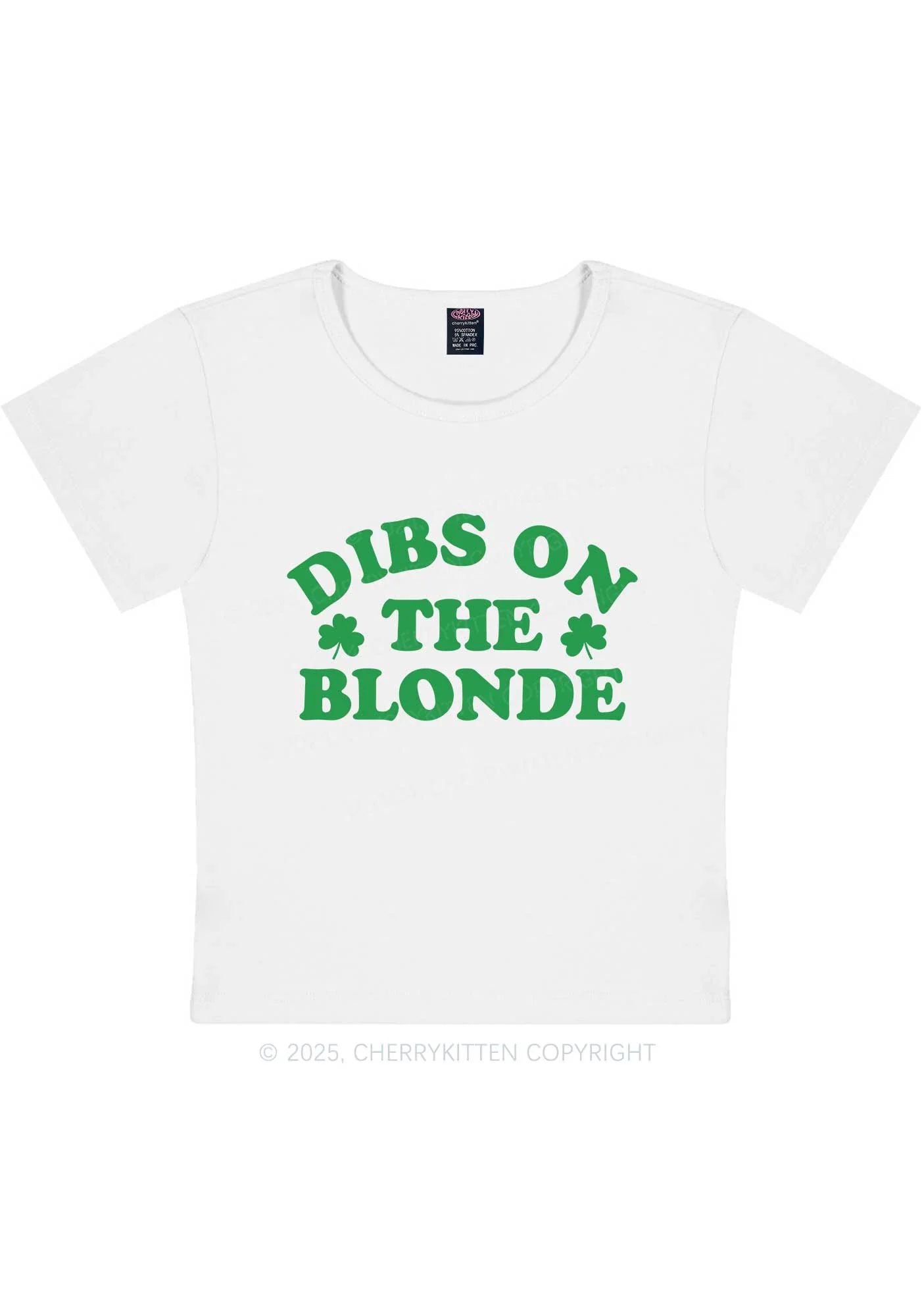 Dibs On The Blonde St Patricks Y2K Baby Tee Cherrykitten - Image 4