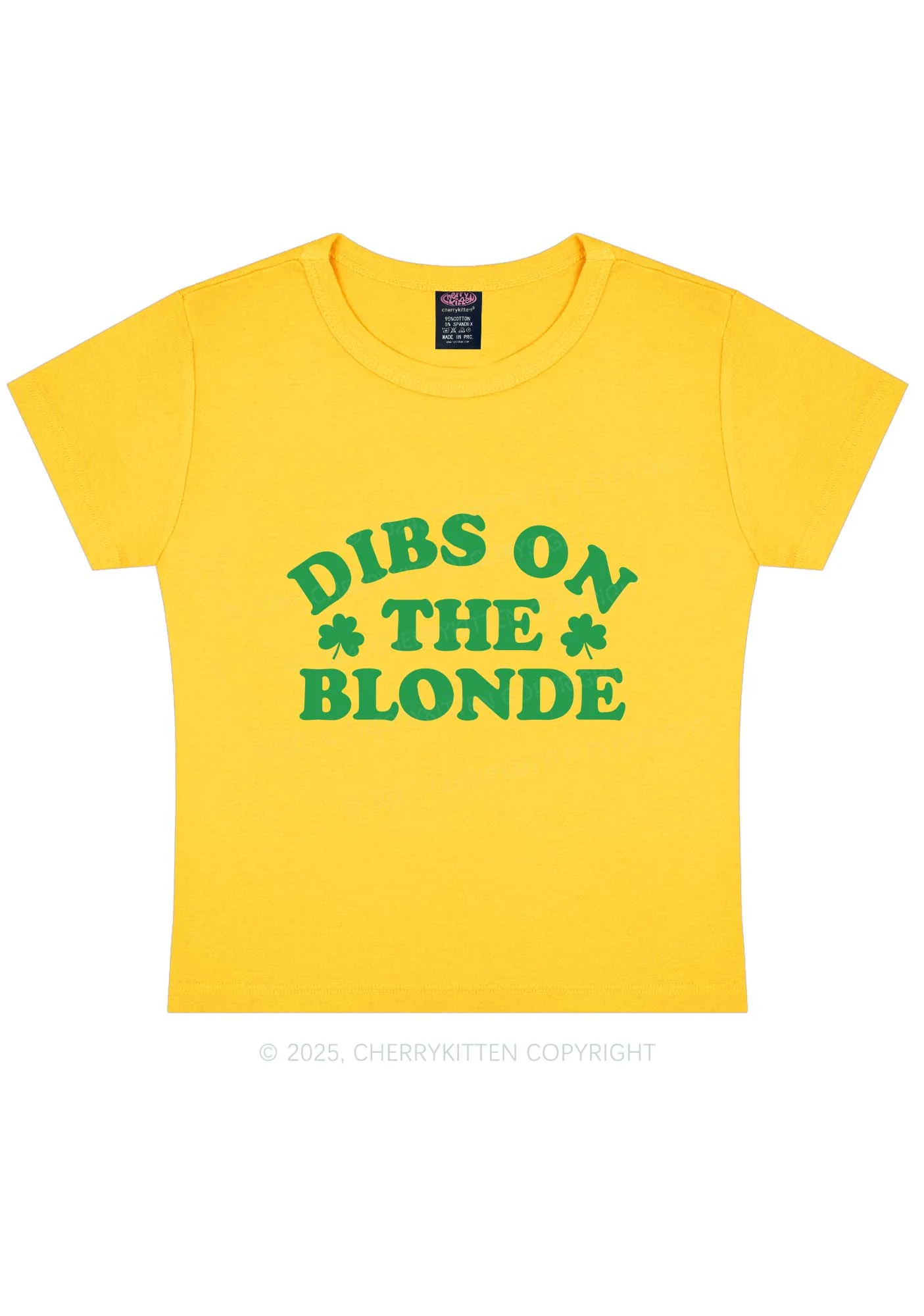 Dibs On The Blonde St Patricks Y2K Baby Tee Cherrykitten - Image 5