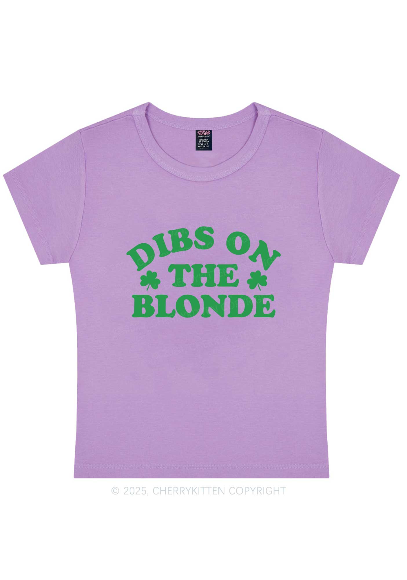 Dibs On The Blonde St Patricks Y2K Baby Tee Cherrykitten - Image 6