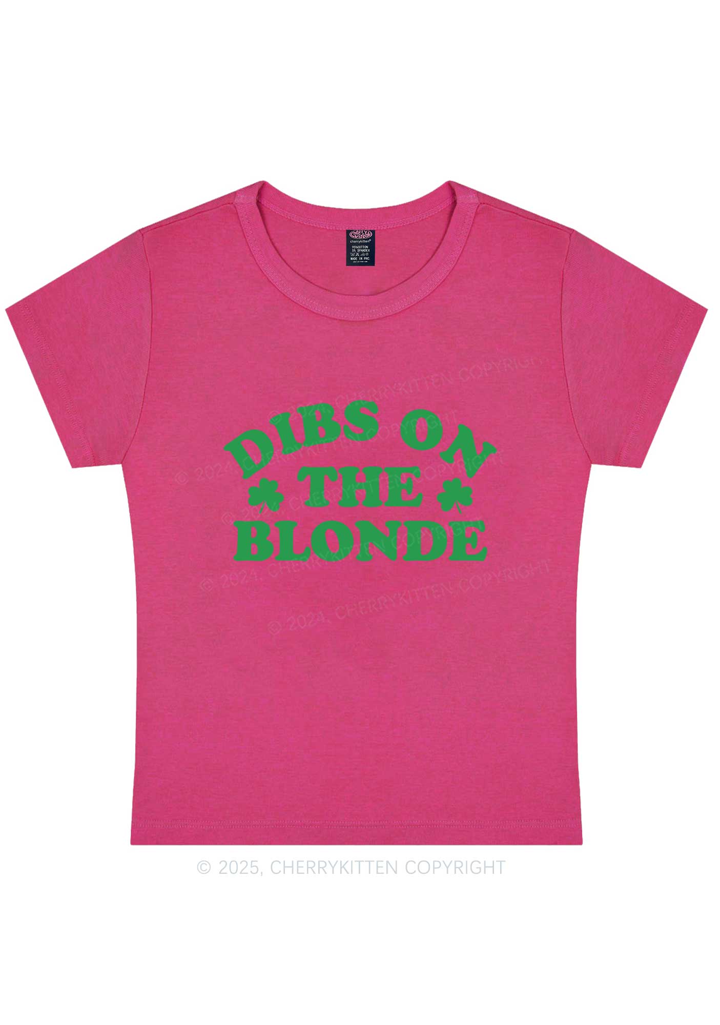 Dibs On The Blonde St Patricks Y2K Baby Tee Cherrykitten - Image 7