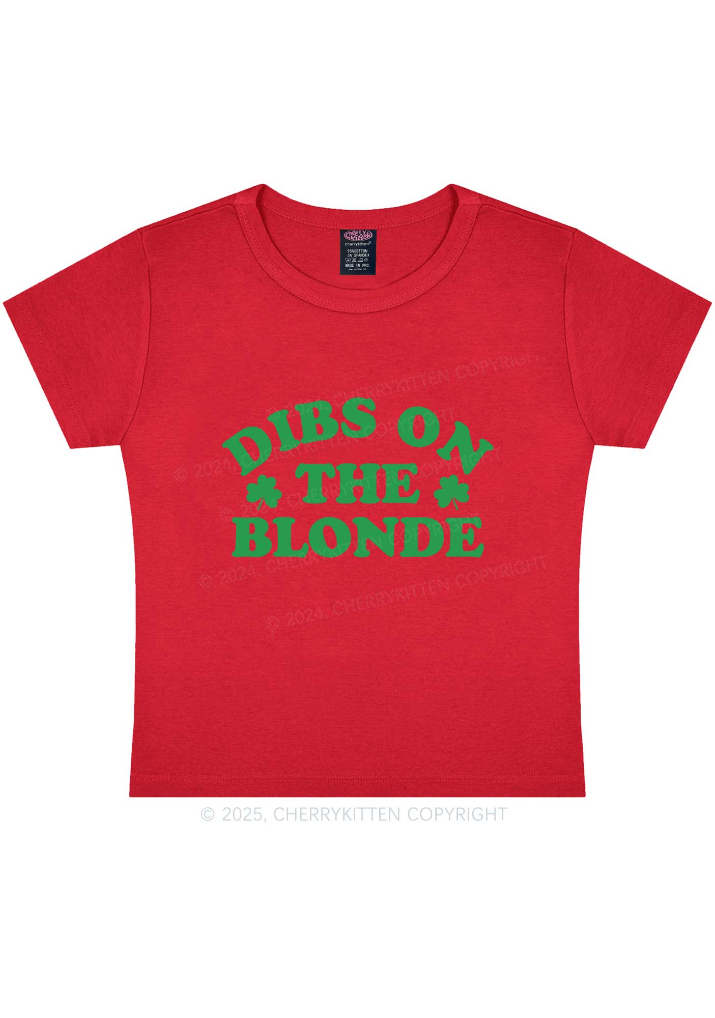 Dibs On The Blonde St Patricks Y2K Baby Tee Cherrykitten - Image 8