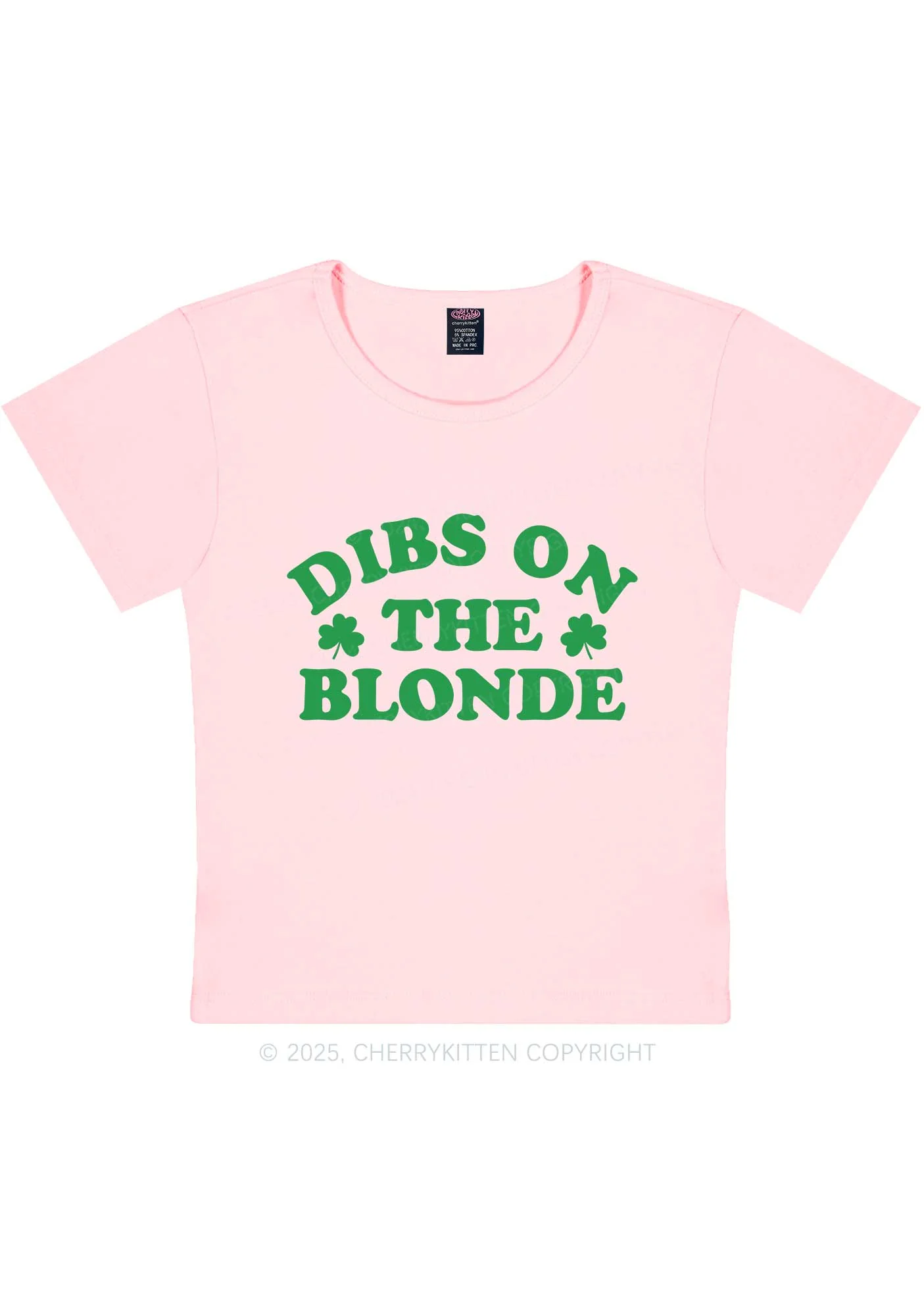Dibs On The Blonde St Patricks Y2K Baby Tee Cherrykitten - Image 9