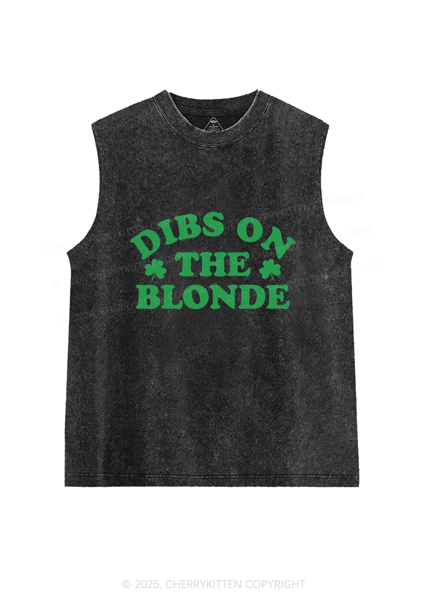 Dibs On The Blonde St Patricks Y2K Washed Tank Cherrykitten - Image 3