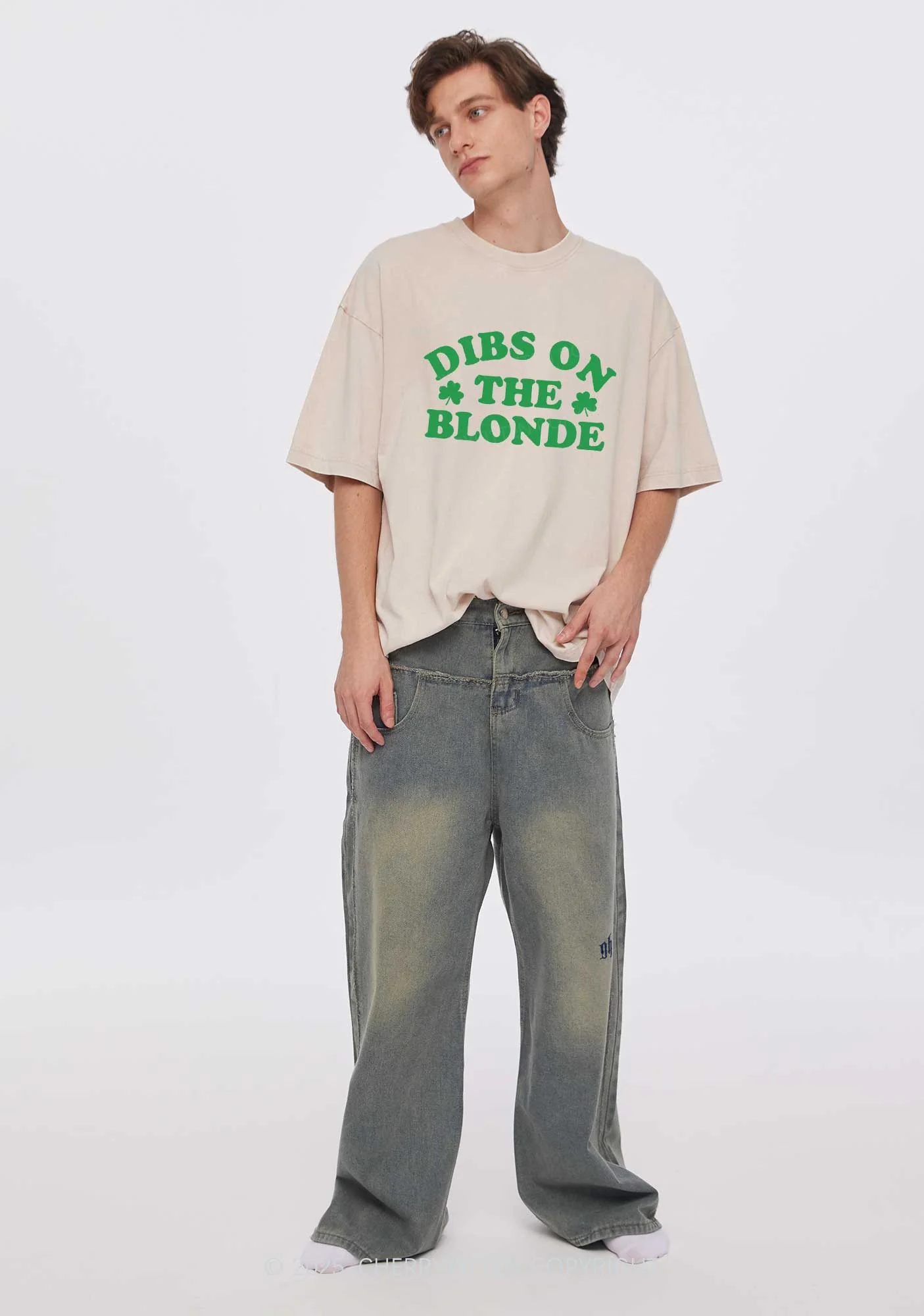 Dibs On The Blonde St Patricks Y2K Washed Tee Cherrykitten - Image 2