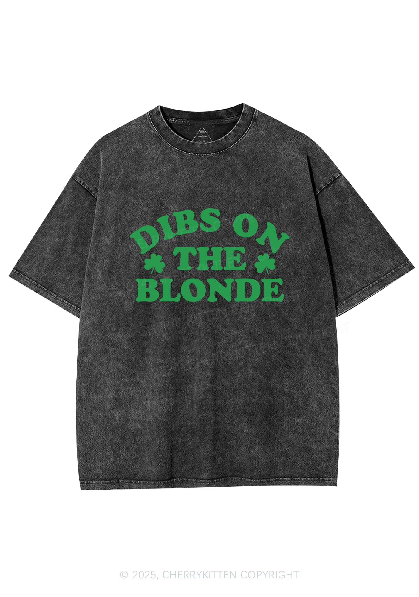 Dibs On The Blonde St Patricks Y2K Washed Tee Cherrykitten - Image 3