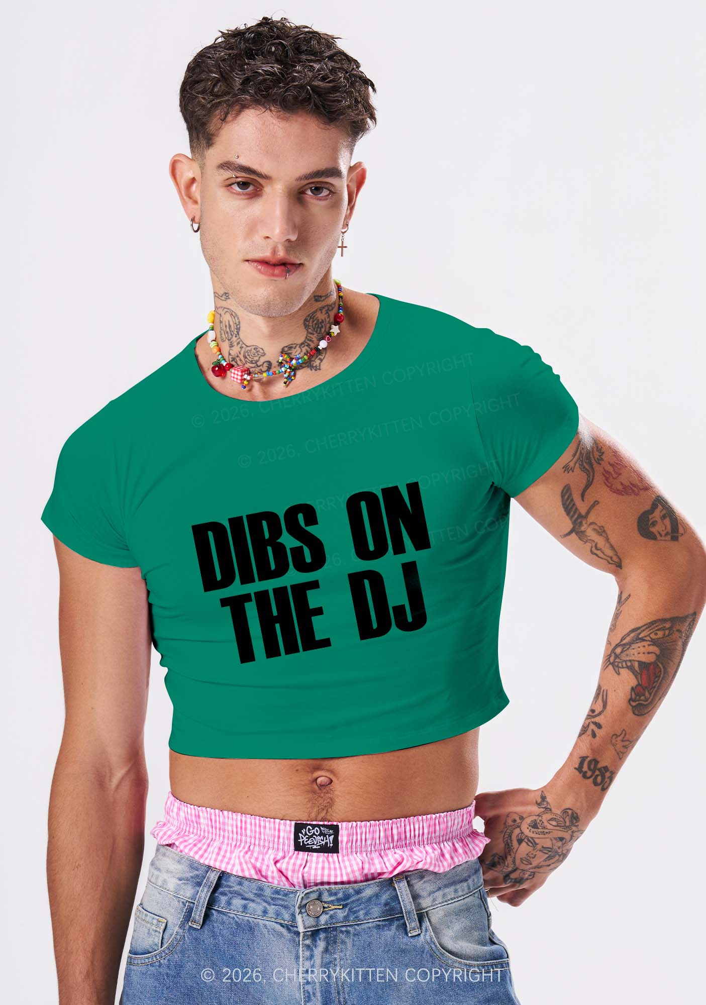 Dibs On The DJ Y2K Baby Tee Cherrykitten - Image 2
