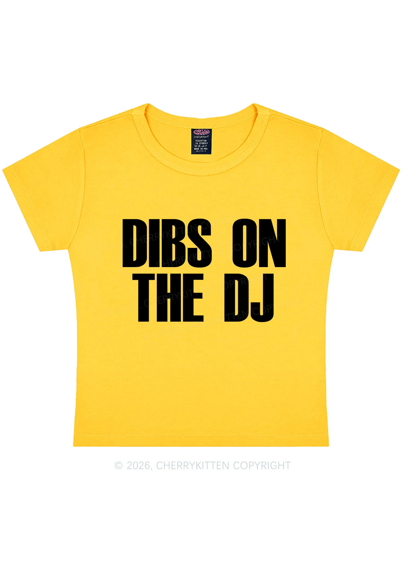 Dibs On The DJ Y2K Baby Tee Cherrykitten - Image 3
