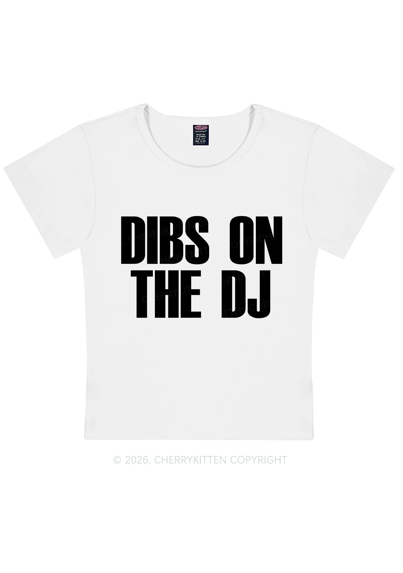 Dibs On The DJ Y2K Baby Tee Cherrykitten - Image 4