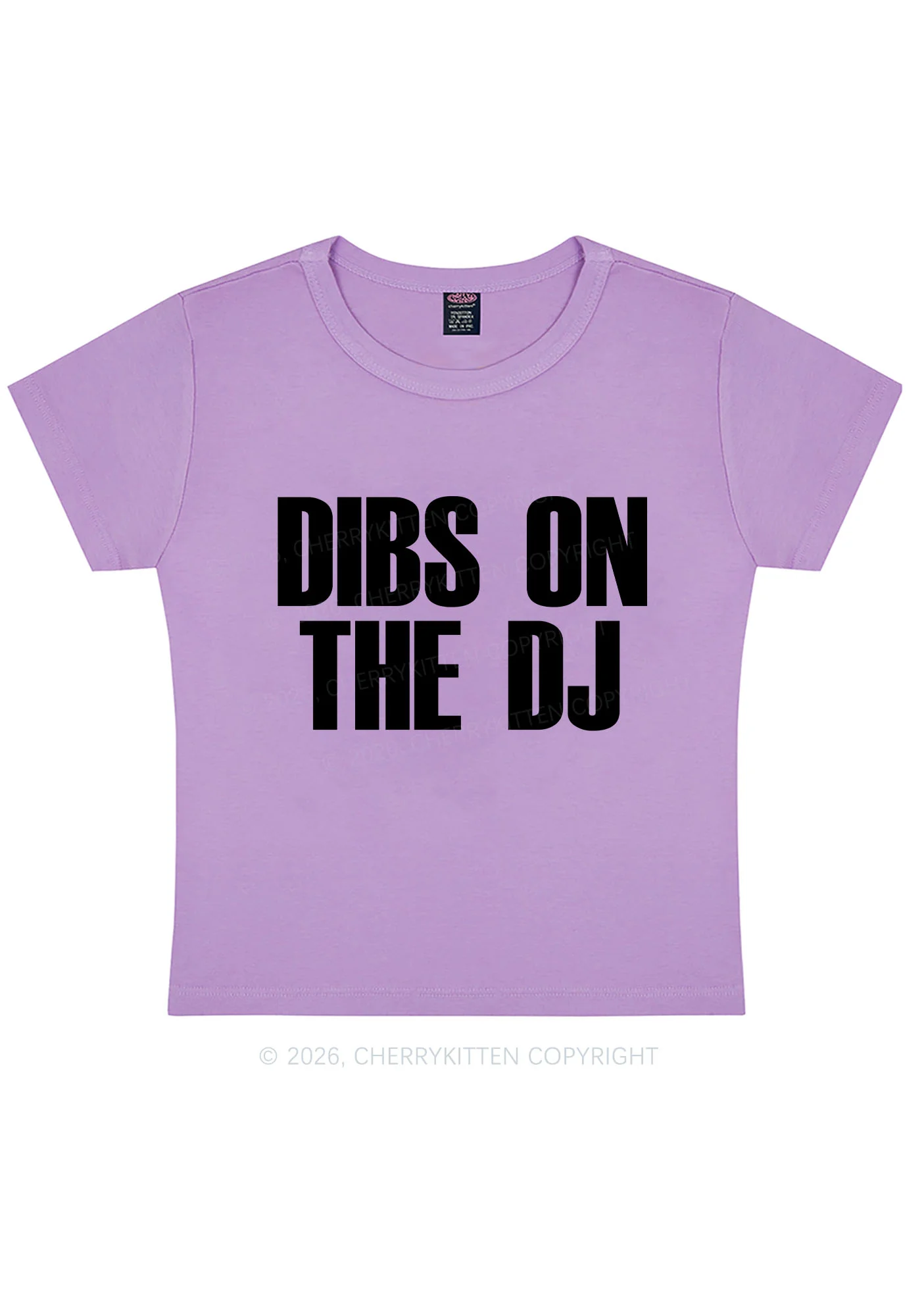 Dibs On The DJ Y2K Baby Tee Cherrykitten - Image 6