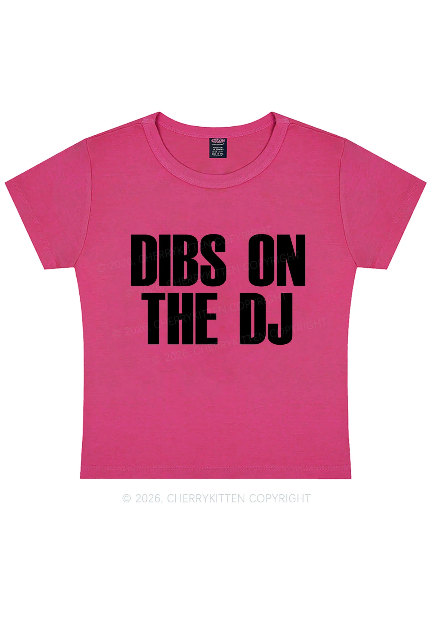 Dibs On The DJ Y2K Baby Tee Cherrykitten - Image 7
