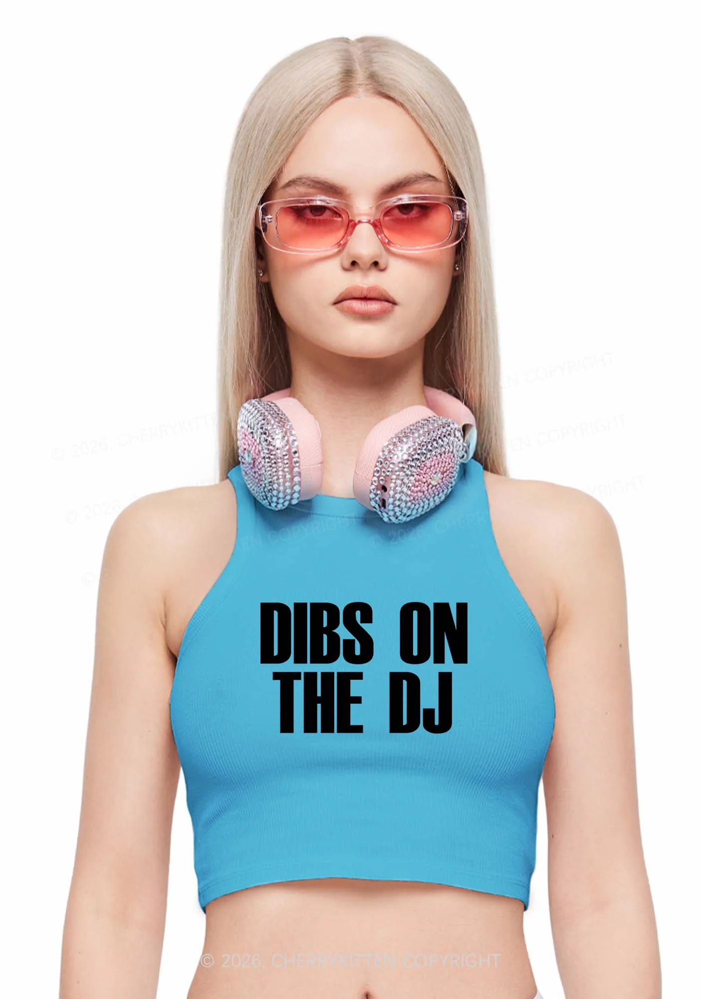Dibs On The DJ Y2K Crop Tank Top Cherrykitten - Image 2