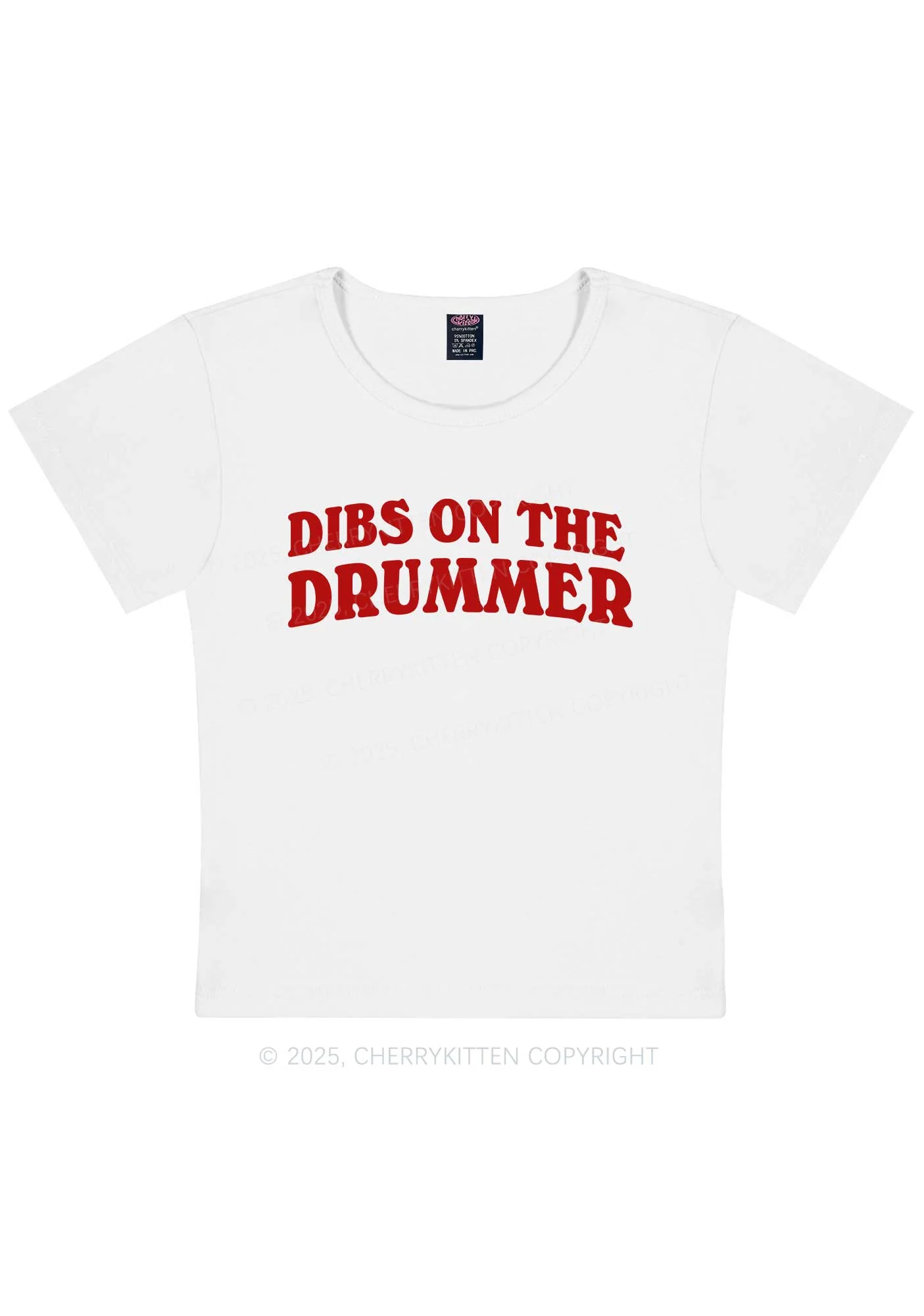 Dibs On The Drummer Y2K Baby Tee Cherrykitten - Image 5
