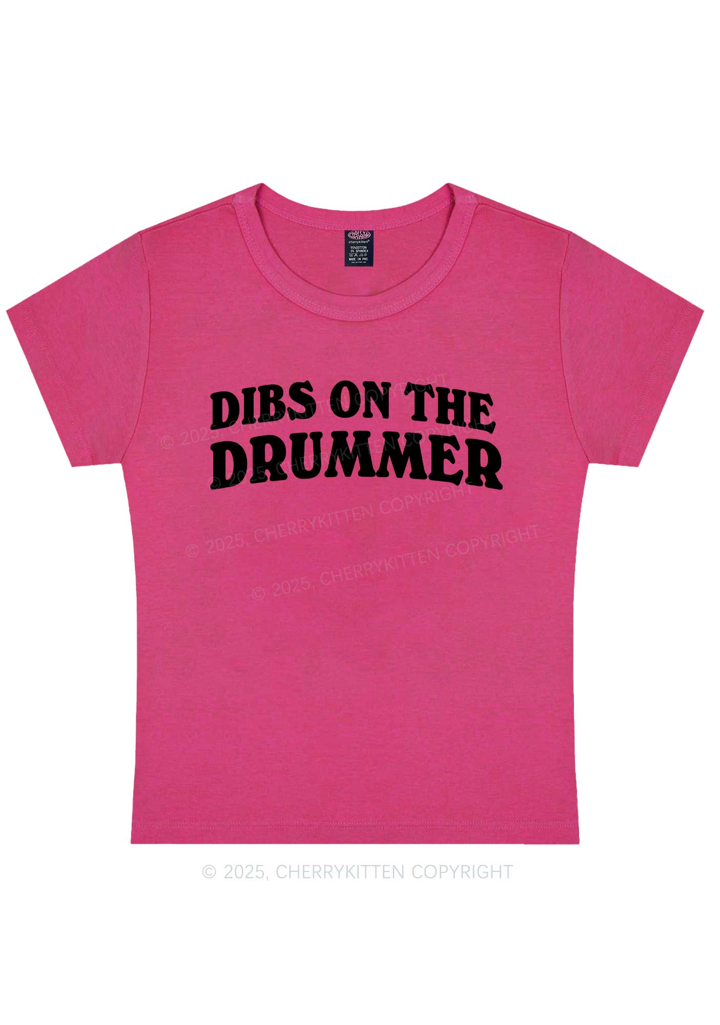 Dibs On The Drummer Y2K Baby Tee Cherrykitten - Image 8