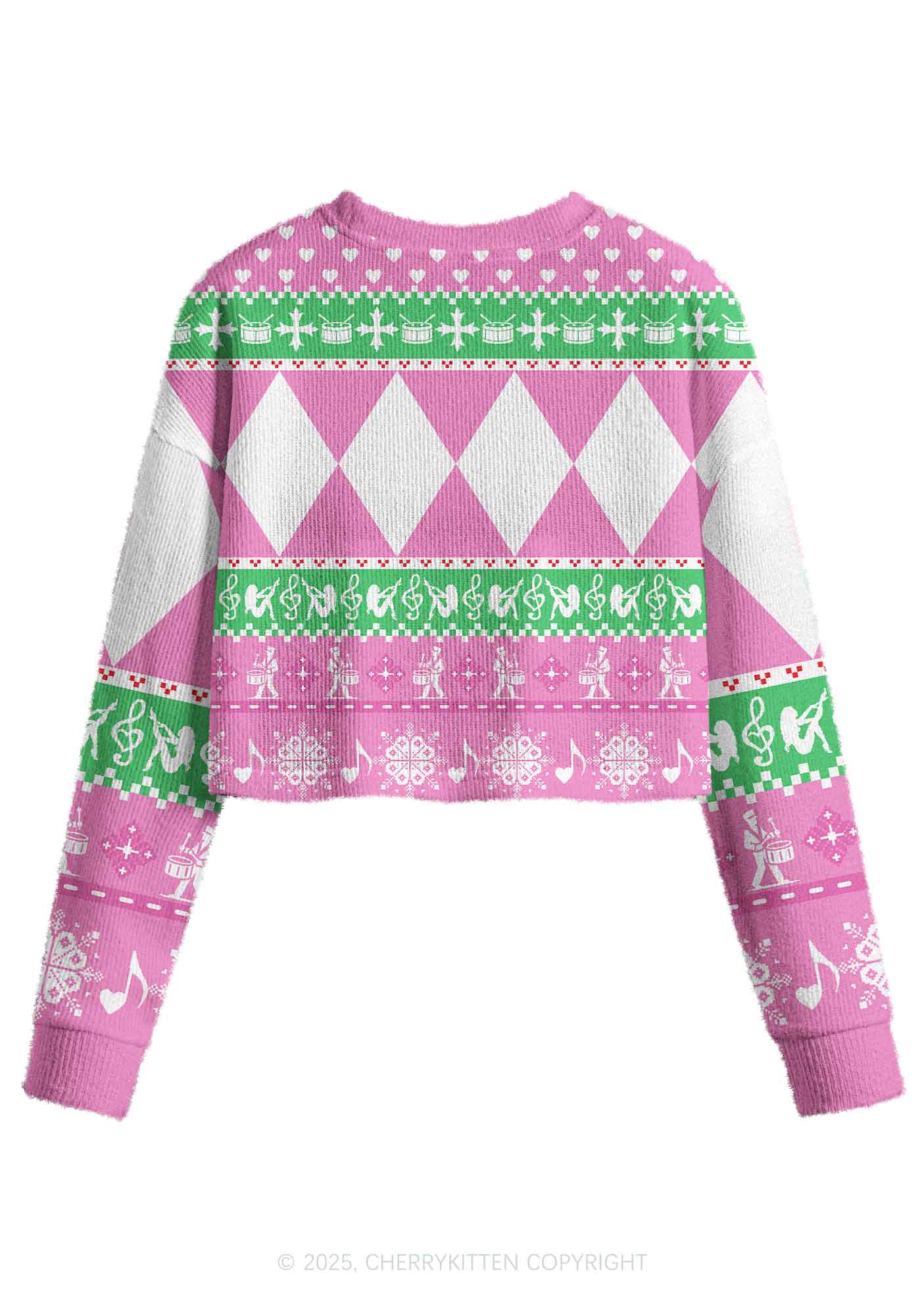 Dibs On The Drummer Y2K Christmas Crop Knit Sweatshirt Cherrykitten - Image 2