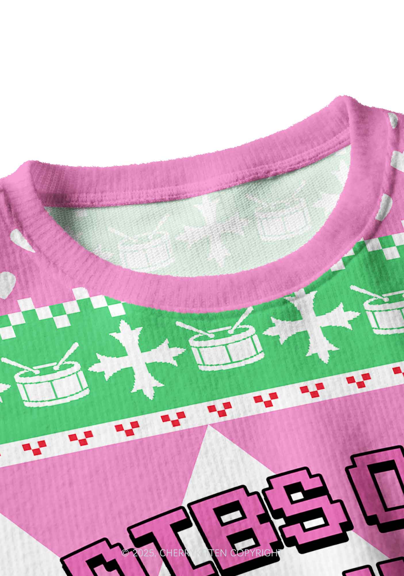 Dibs On The Drummer Y2K Christmas Crop Knit Sweatshirt Cherrykitten - Image 4