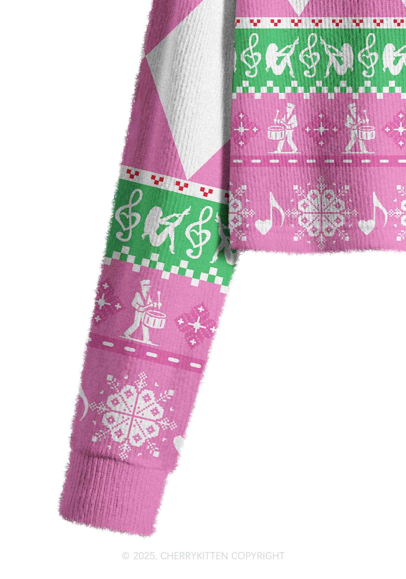 Dibs On The Drummer Y2K Christmas Crop Knit Sweatshirt Cherrykitten - Image 5