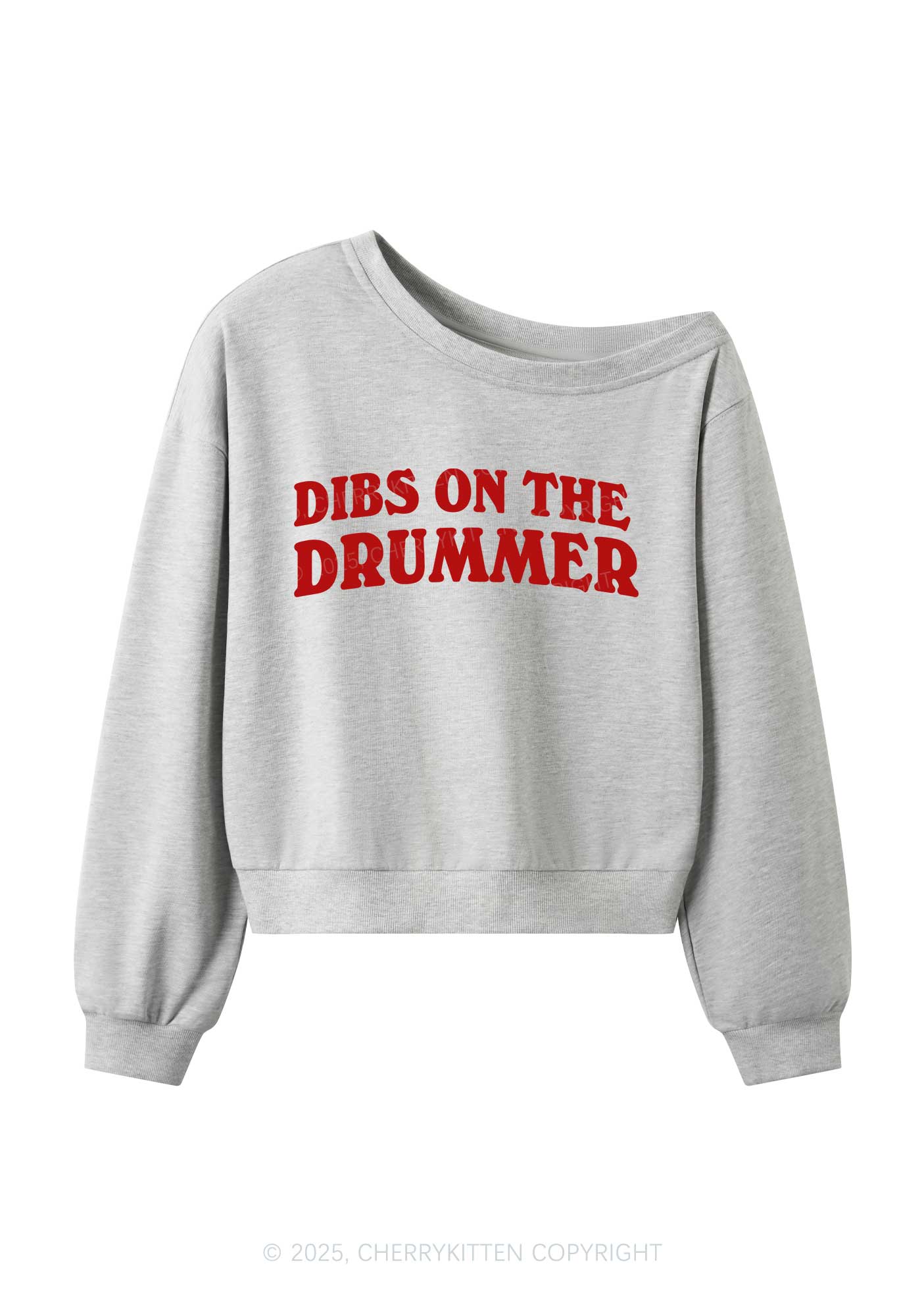 Dibs On The Drummer Y2K Off Shoulder Sweatshirts Cherrykitten - Image 3