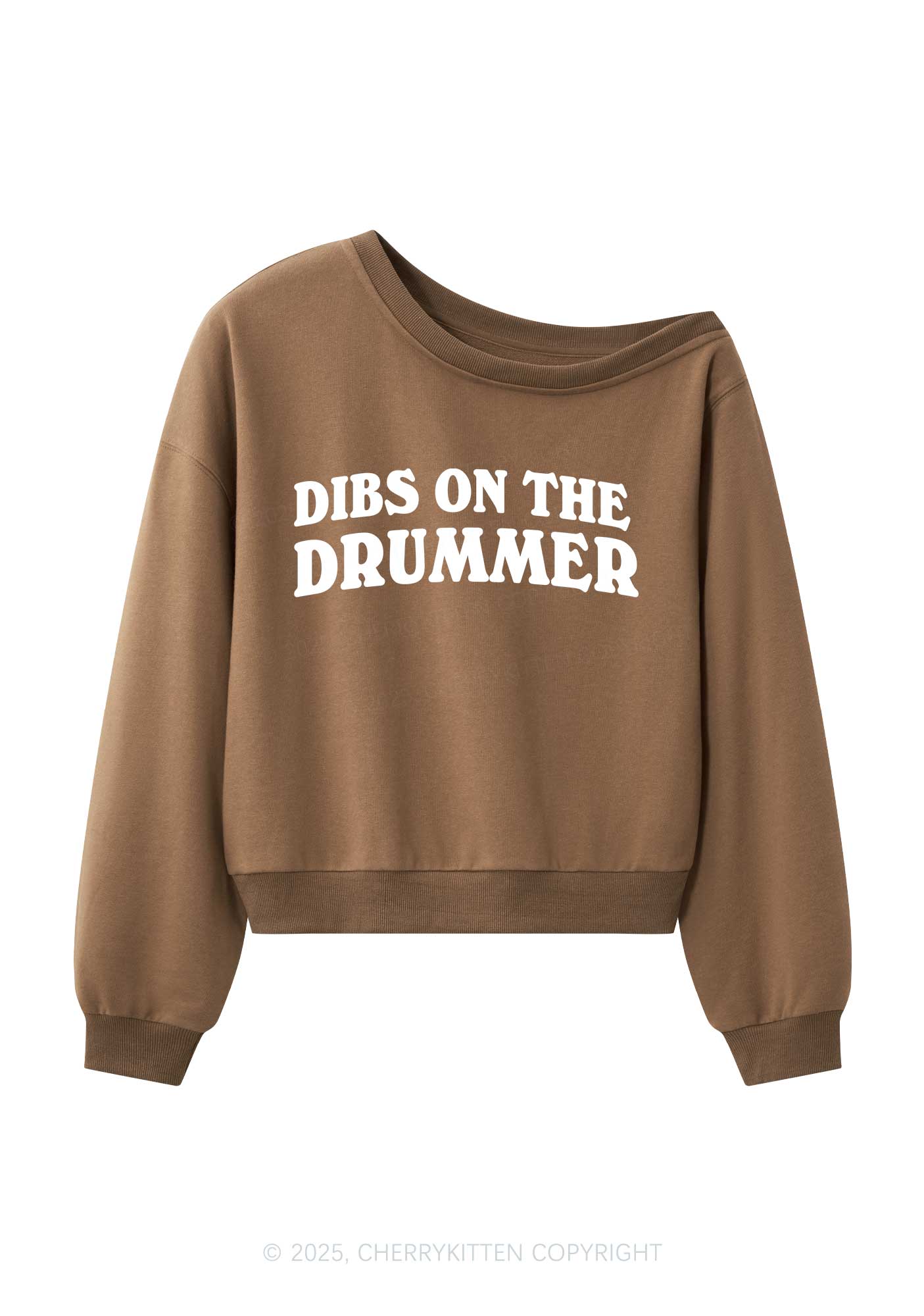 Dibs On The Drummer Y2K Off Shoulder Sweatshirts Cherrykitten - Image 4