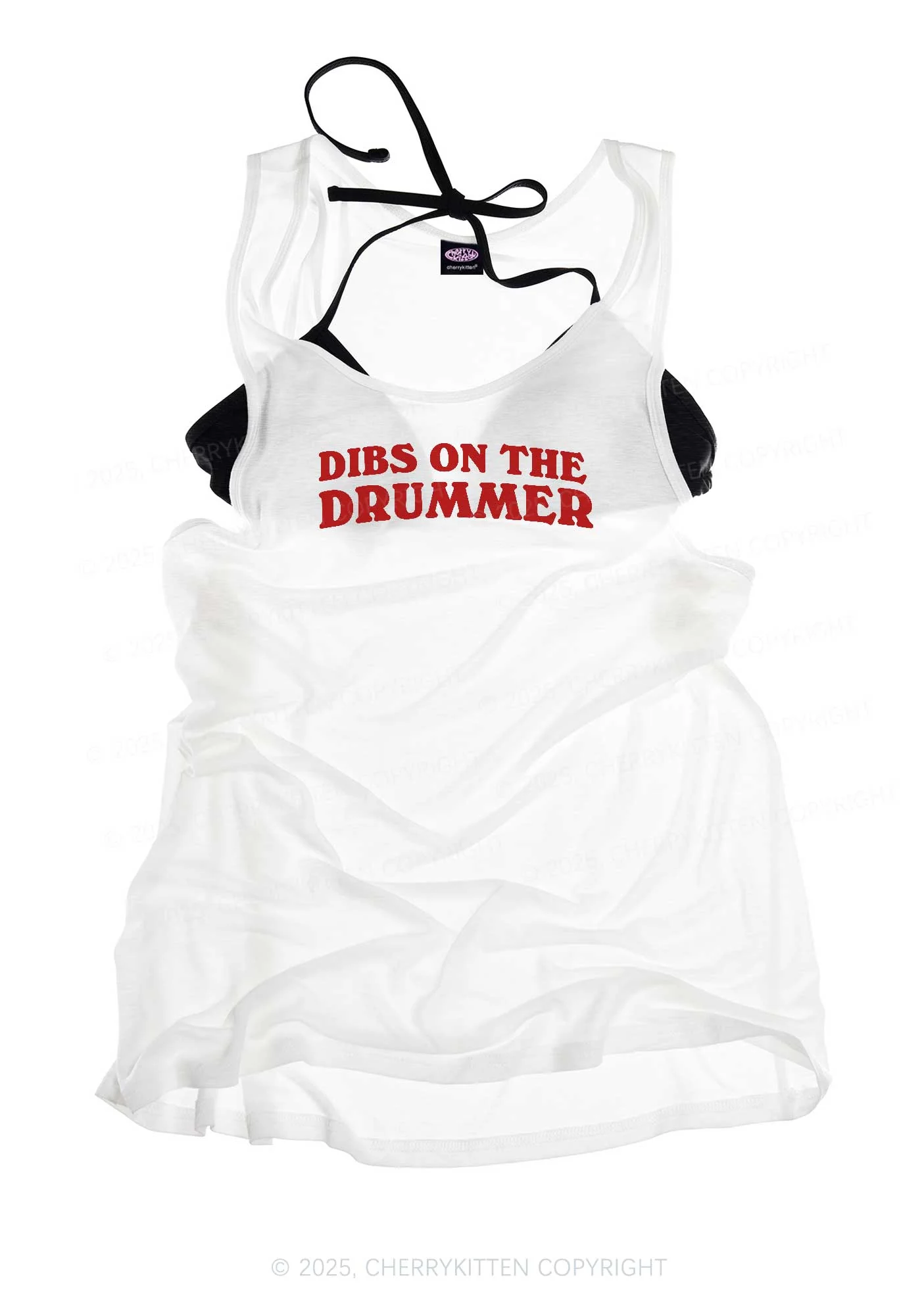 Dibs On The Drummer Y2K Sheer Boyfriend Tank Cherrykitten - Image 3