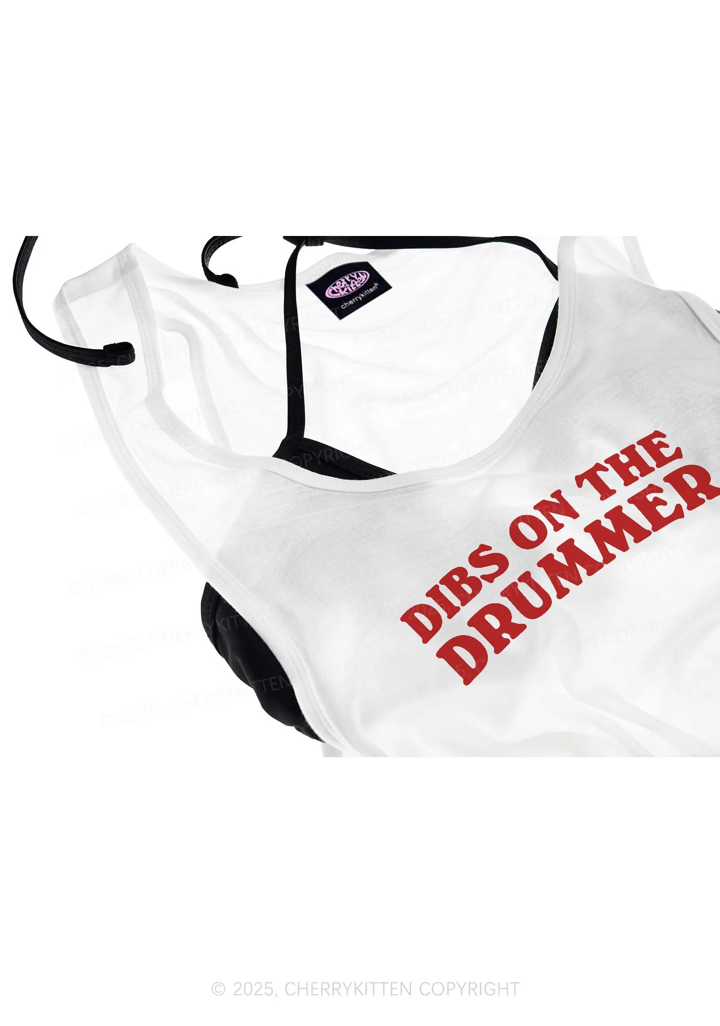 Dibs On The Drummer Y2K Sheer Boyfriend Tank Cherrykitten - Image 4