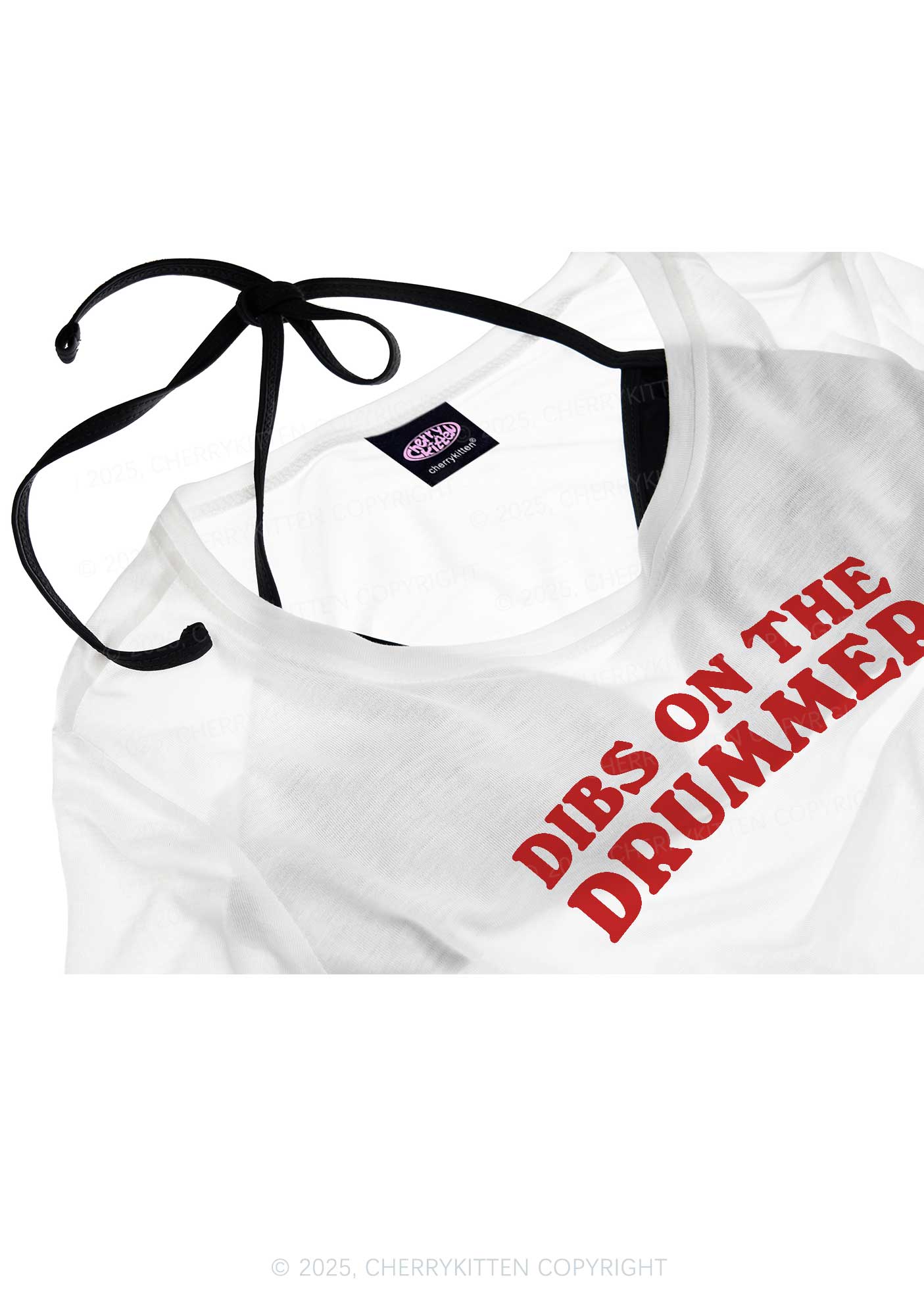 Dibs On The Drummer Y2K Sheer Boyfriend Tee Cherrykitten - Image 4