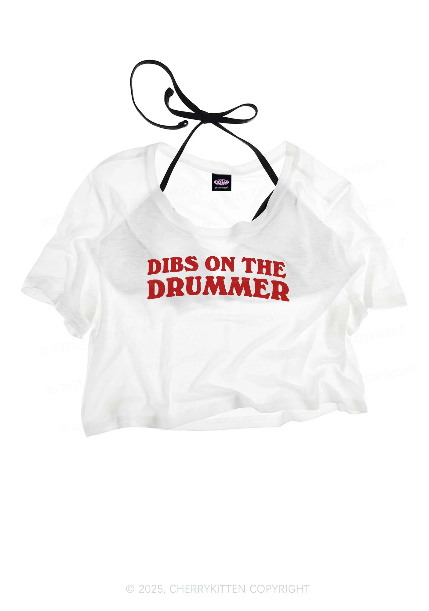 Dibs On The Drummer Y2K Sheer Crop Tee Cherrykitten - Image 3