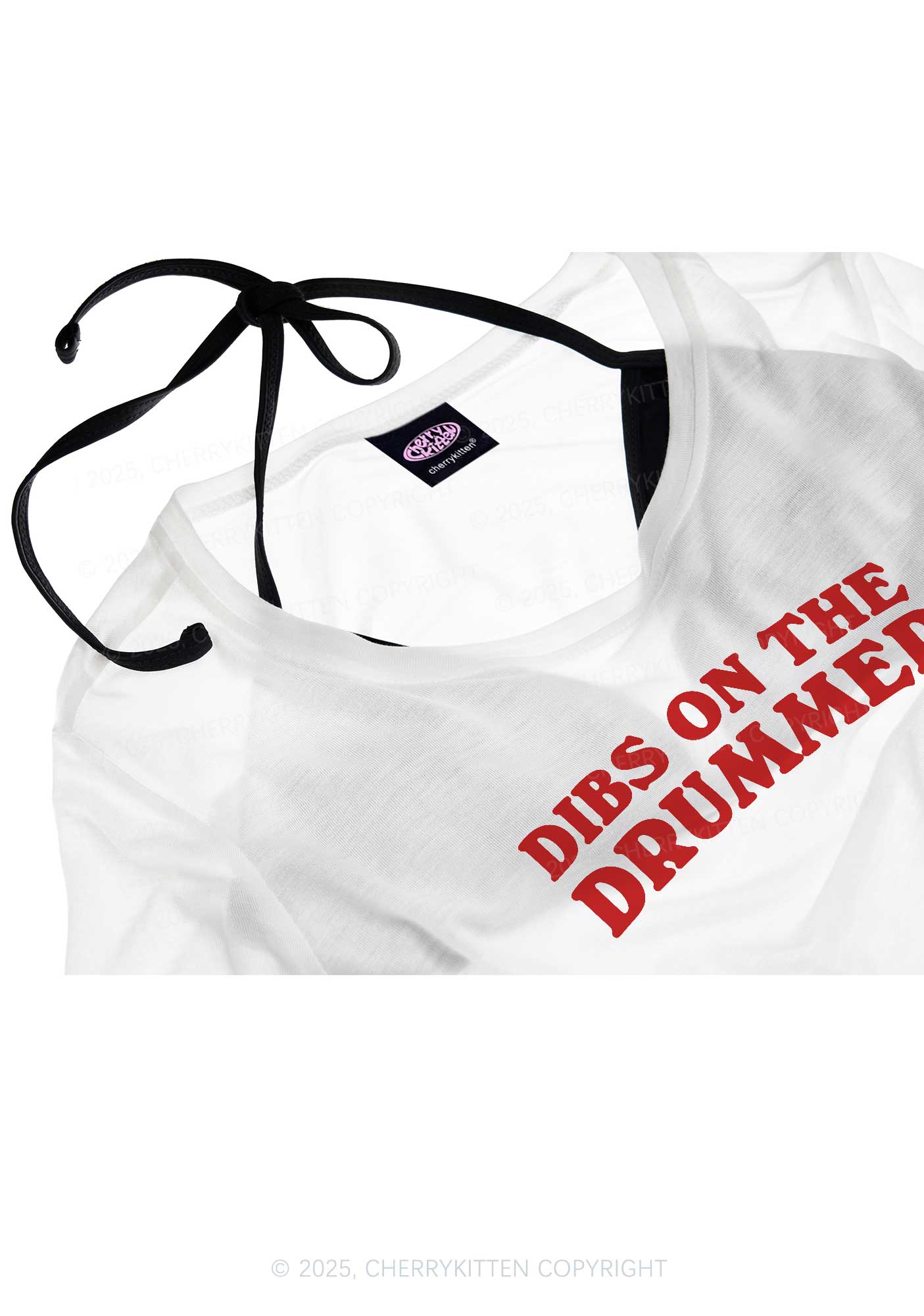 Dibs On The Drummer Y2K Sheer Crop Tee Cherrykitten - Image 4