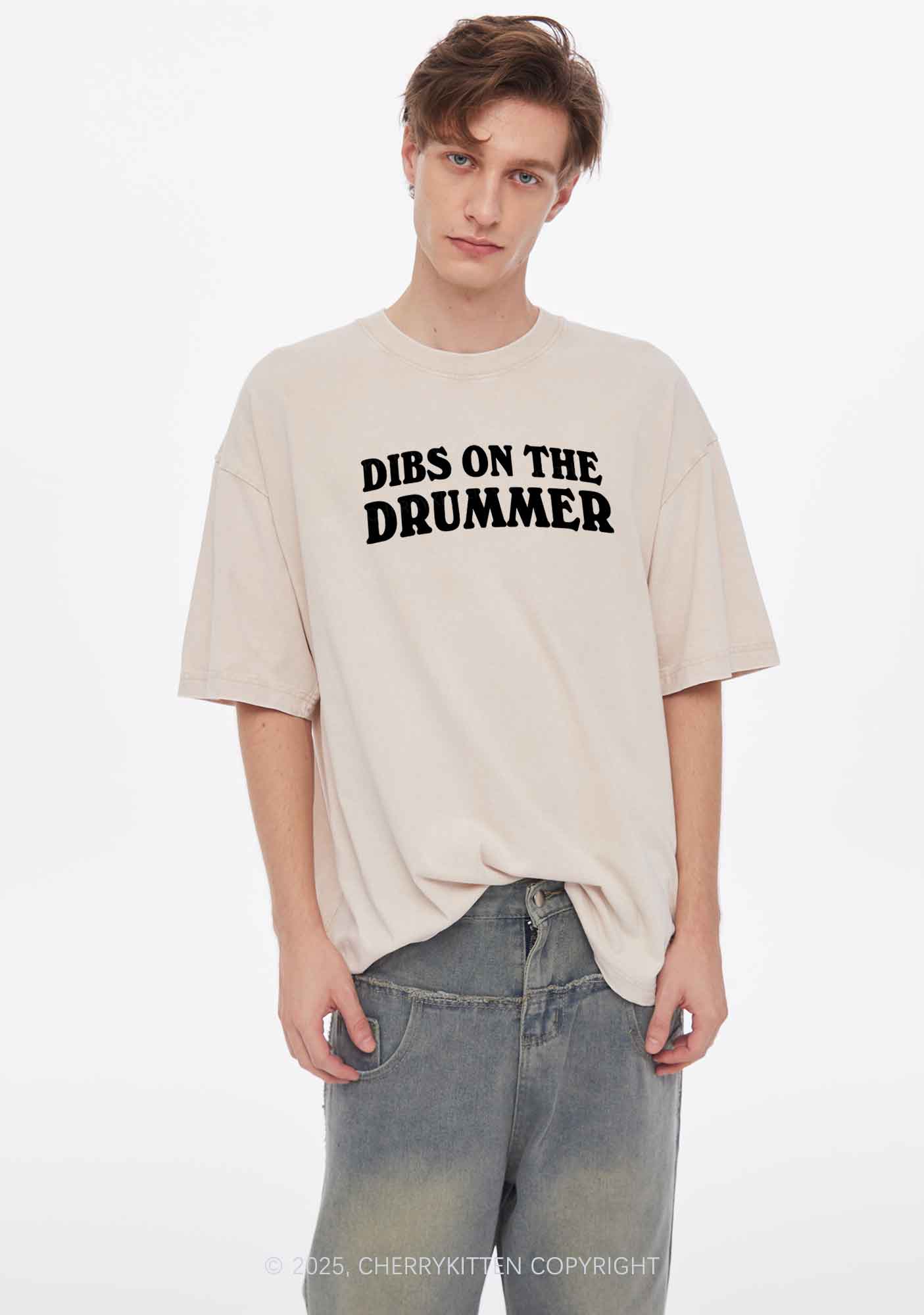 Dibs On The Drummer Y2K Shirts Washed Tee Cherrykitten - Image 2