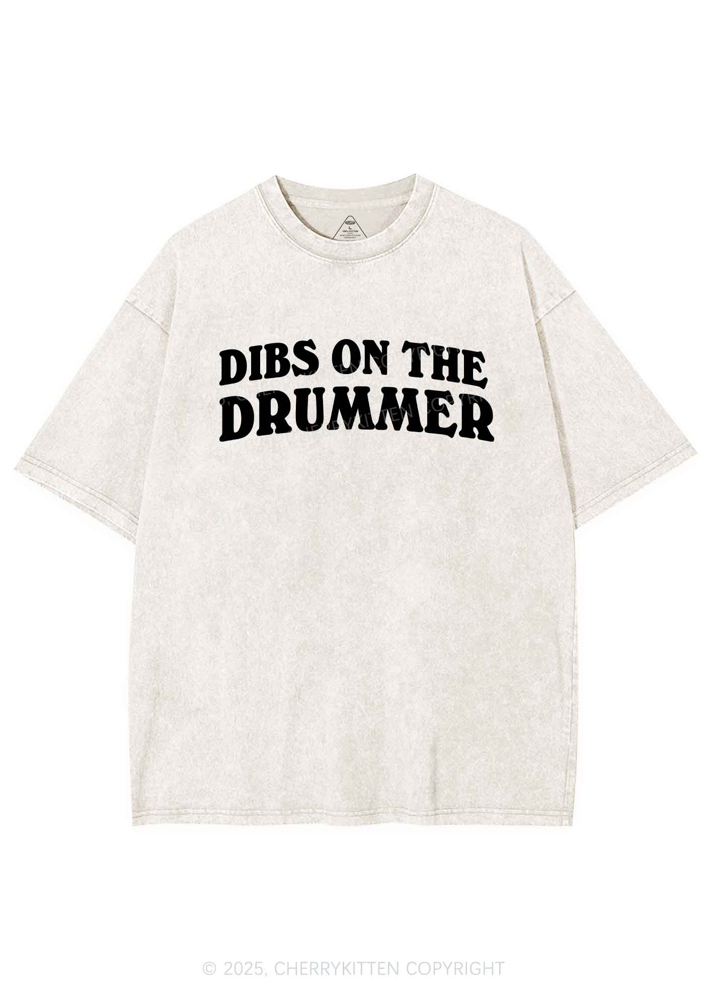 Dibs On The Drummer Y2K Shirts Washed Tee Cherrykitten - Image 4