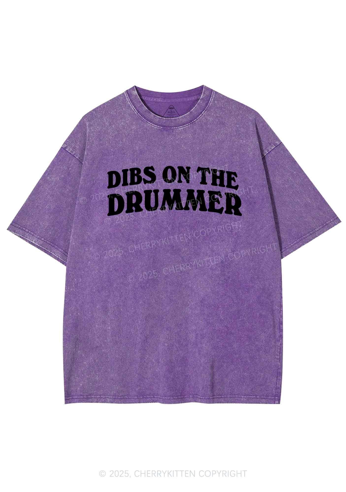Dibs On The Drummer Y2K Shirts Washed Tee Cherrykitten - Image 5
