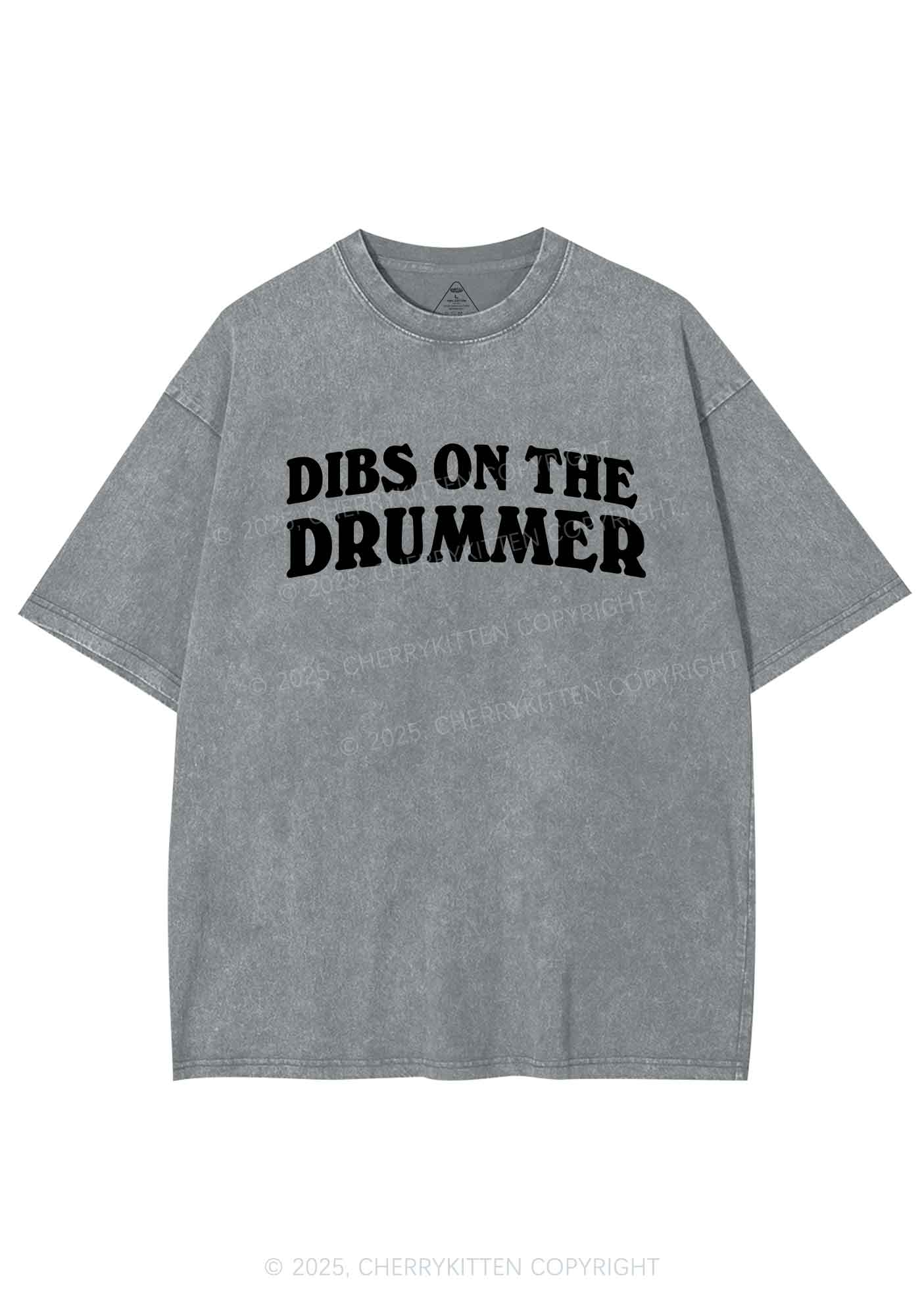 Dibs On The Drummer Y2K Shirts Washed Tee Cherrykitten - Image 6