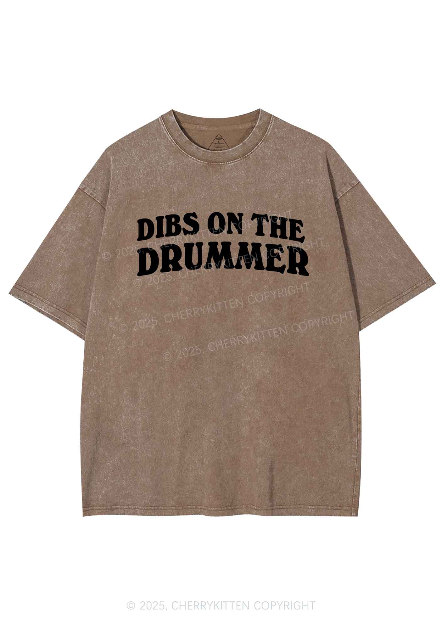 Dibs On The Drummer Y2K Shirts Washed Tee Cherrykitten - Image 7
